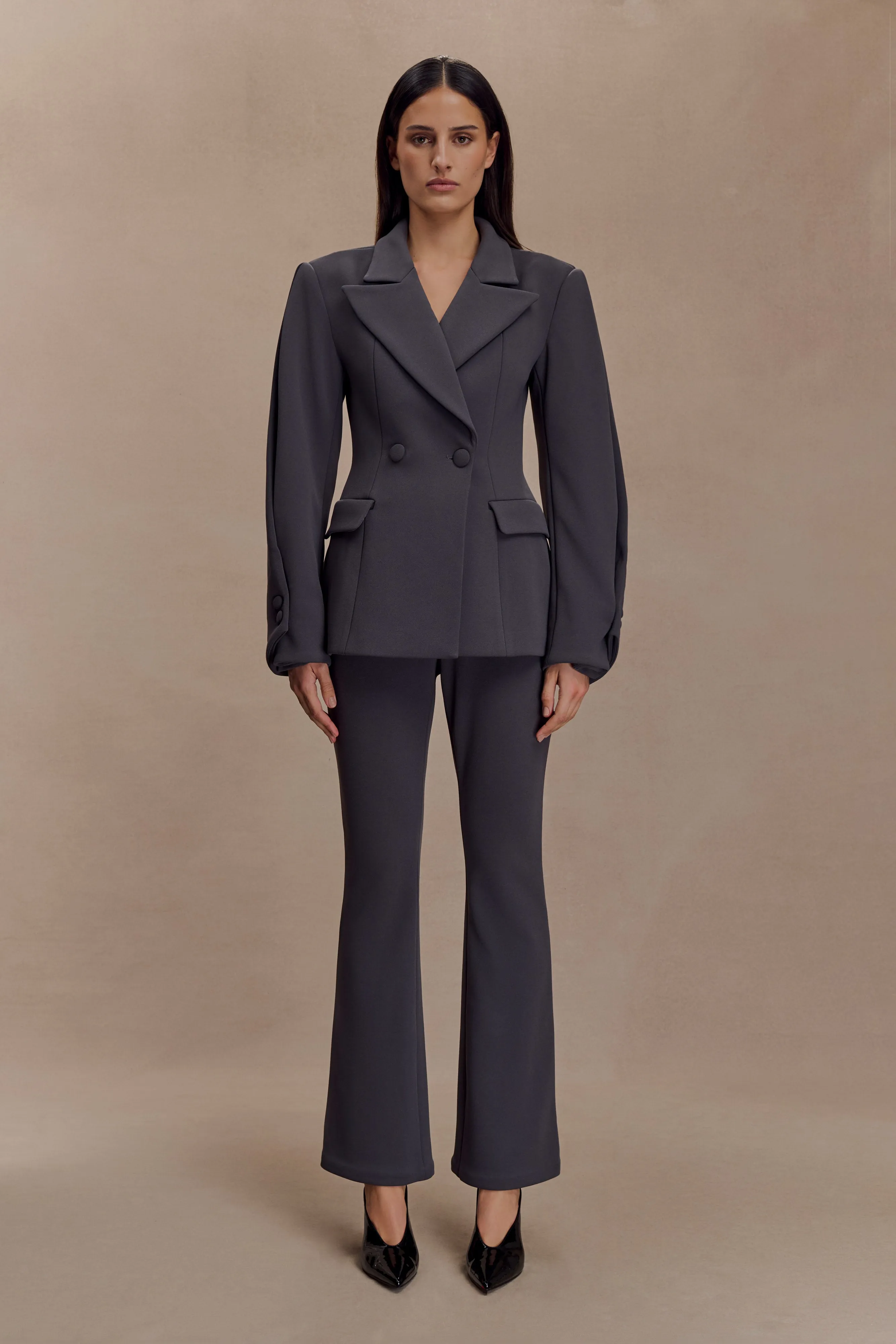 Wesley Structured Blazer - Charcoal Shadow sold by Meshki product image thumbnail 3