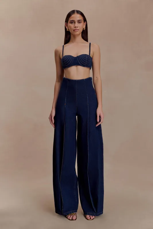 Belle Denim Cropped Bralette - Indigo Blue made by Meshki