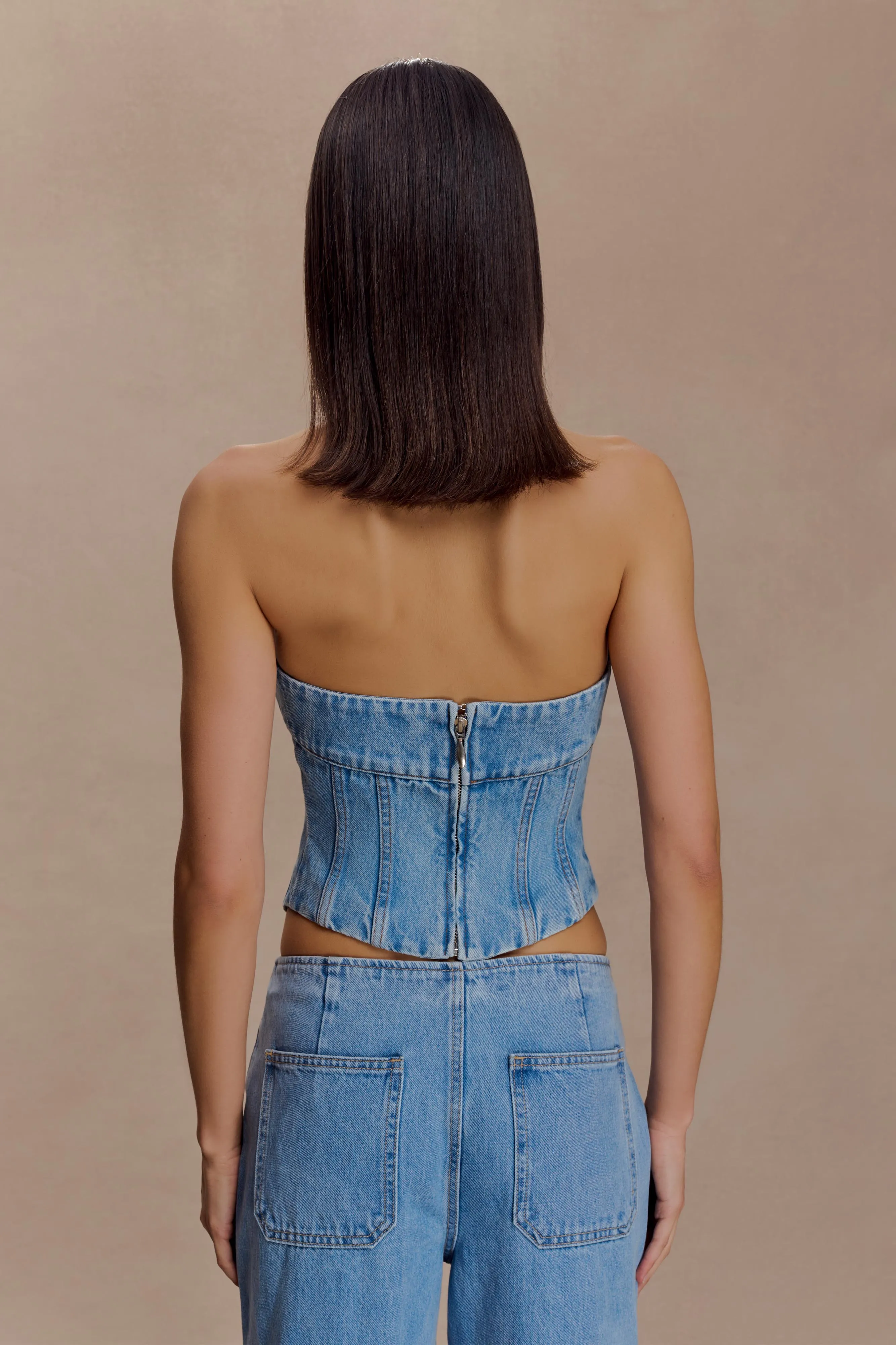 Meadow Denim Corset Halter Top - Classic Blue sold by Meshki product image thumbnail 5