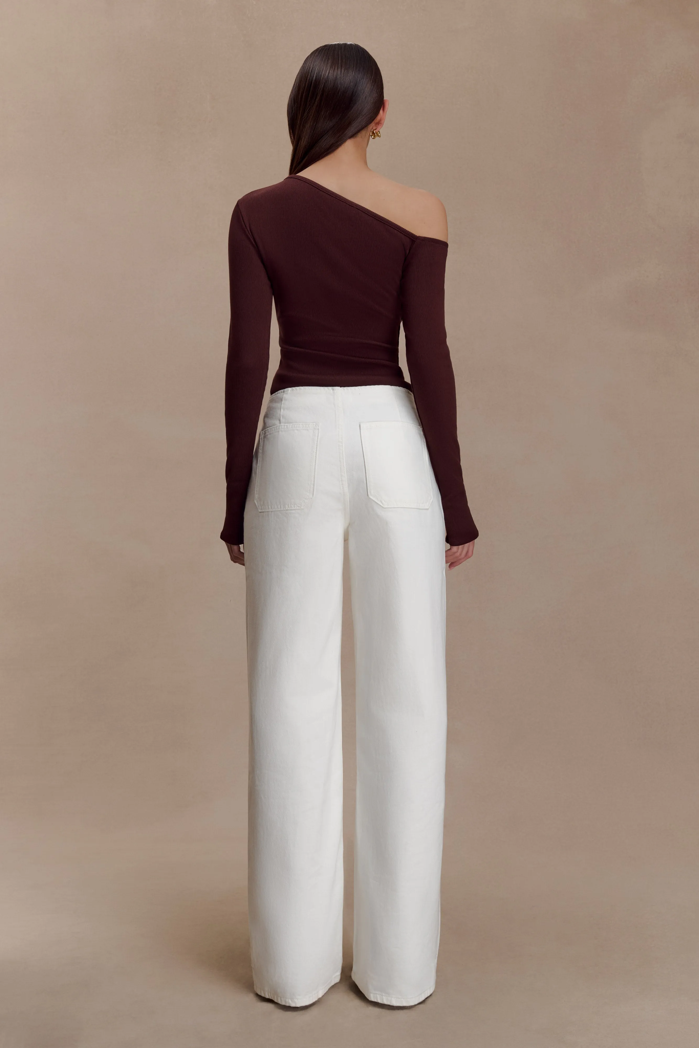 Maelle Off Shoulder Long Sleeve Top - Deep Chocolate sold by Meshki product image thumbnail 5