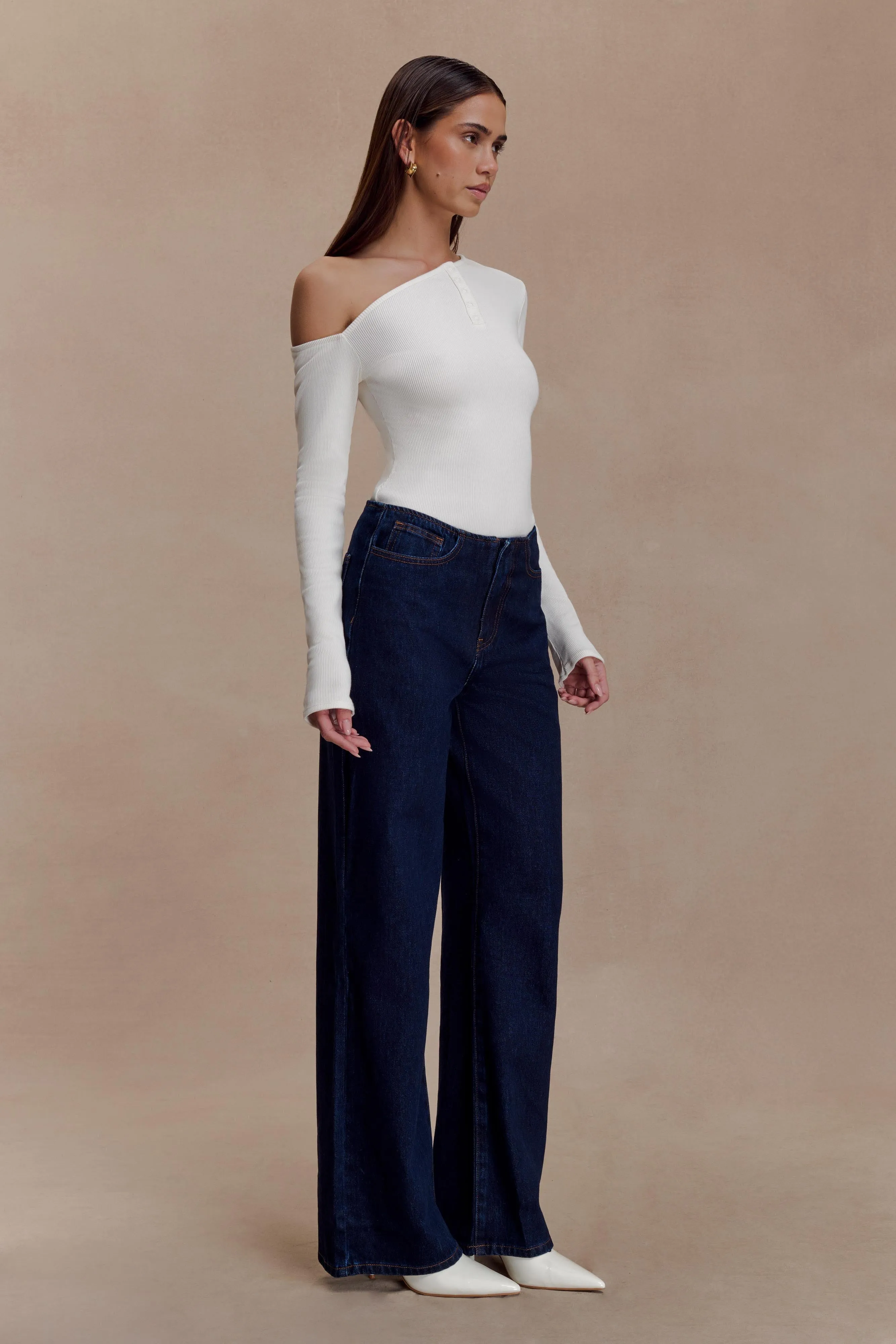 Maelle Off Shoulder Long Sleeve Top - Ivory sold by Meshki product image thumbnail 4