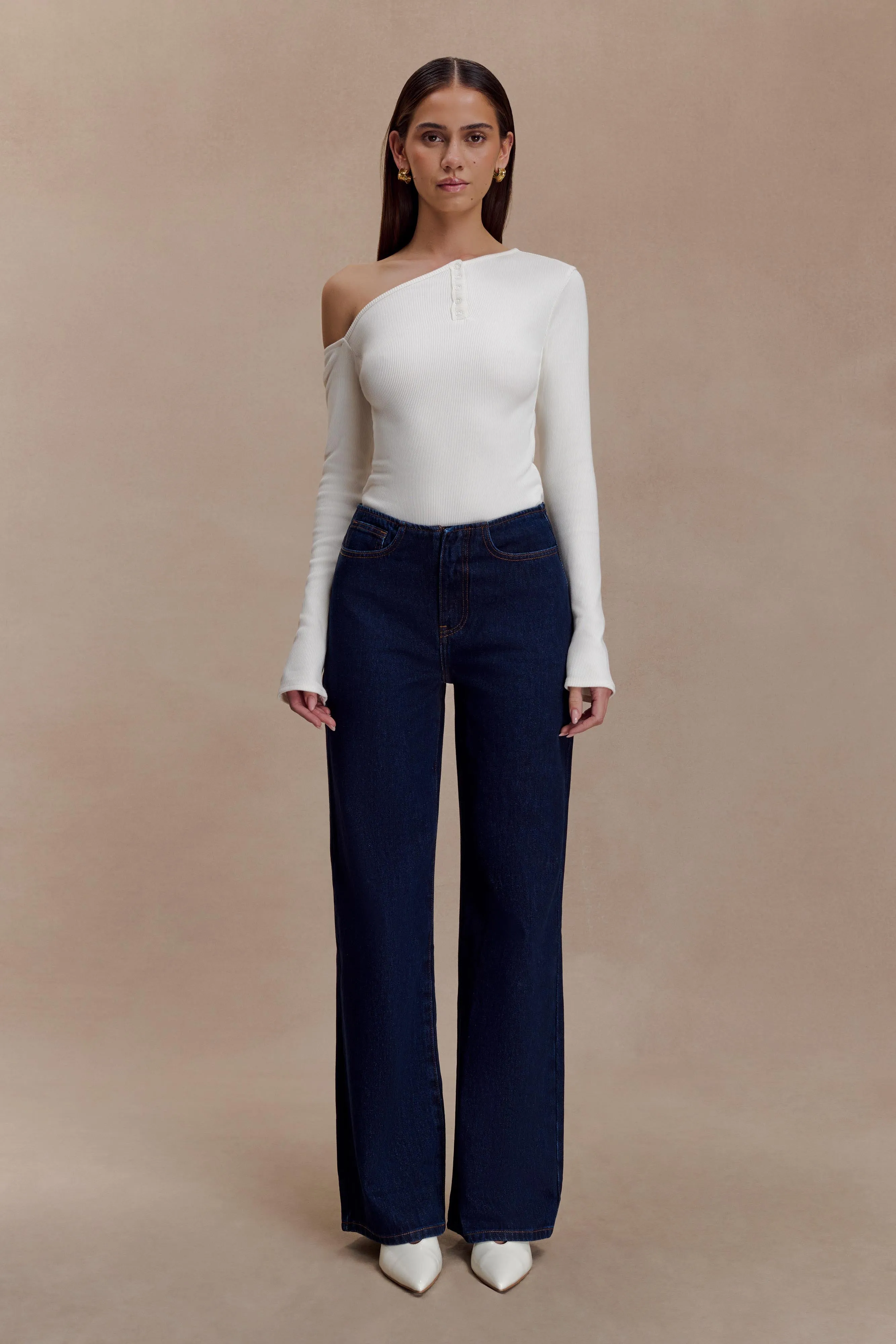 Maelle Off Shoulder Long Sleeve Top - Ivory sold by Meshki product image thumbnail 5