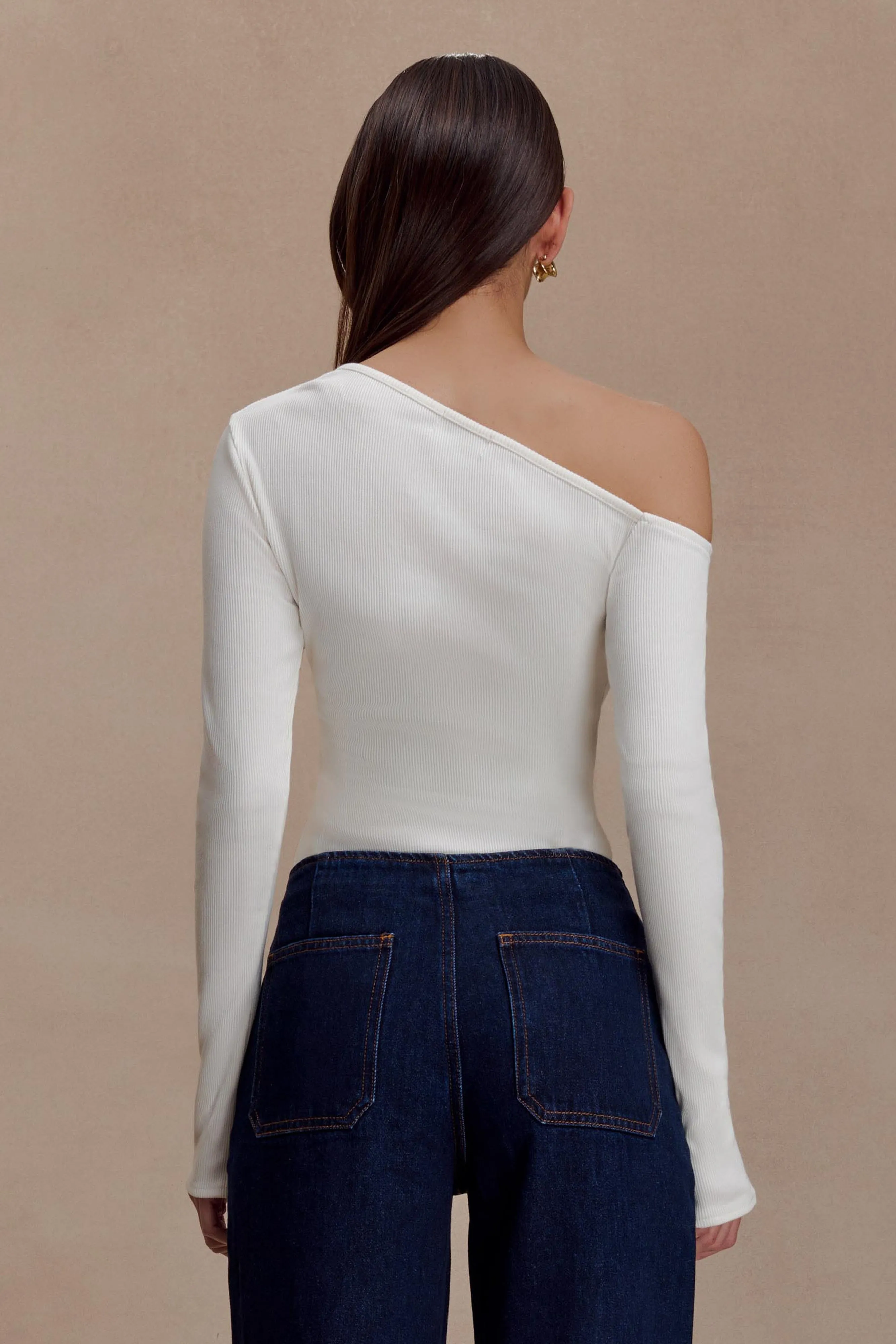 Maelle Off Shoulder Long Sleeve Top - Ivory sold by Meshki product image thumbnail 2