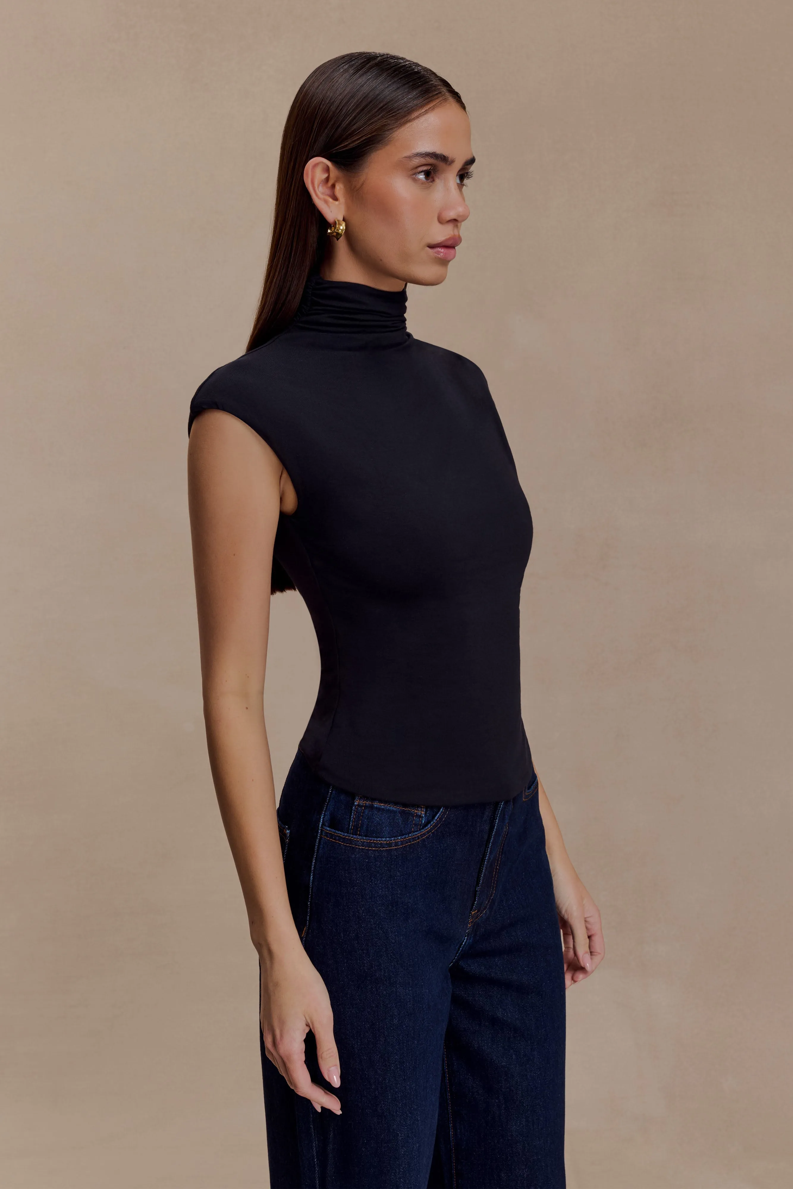 Freesia High Neck Sleeveless Top - Black sold by Meshki product image thumbnail 3