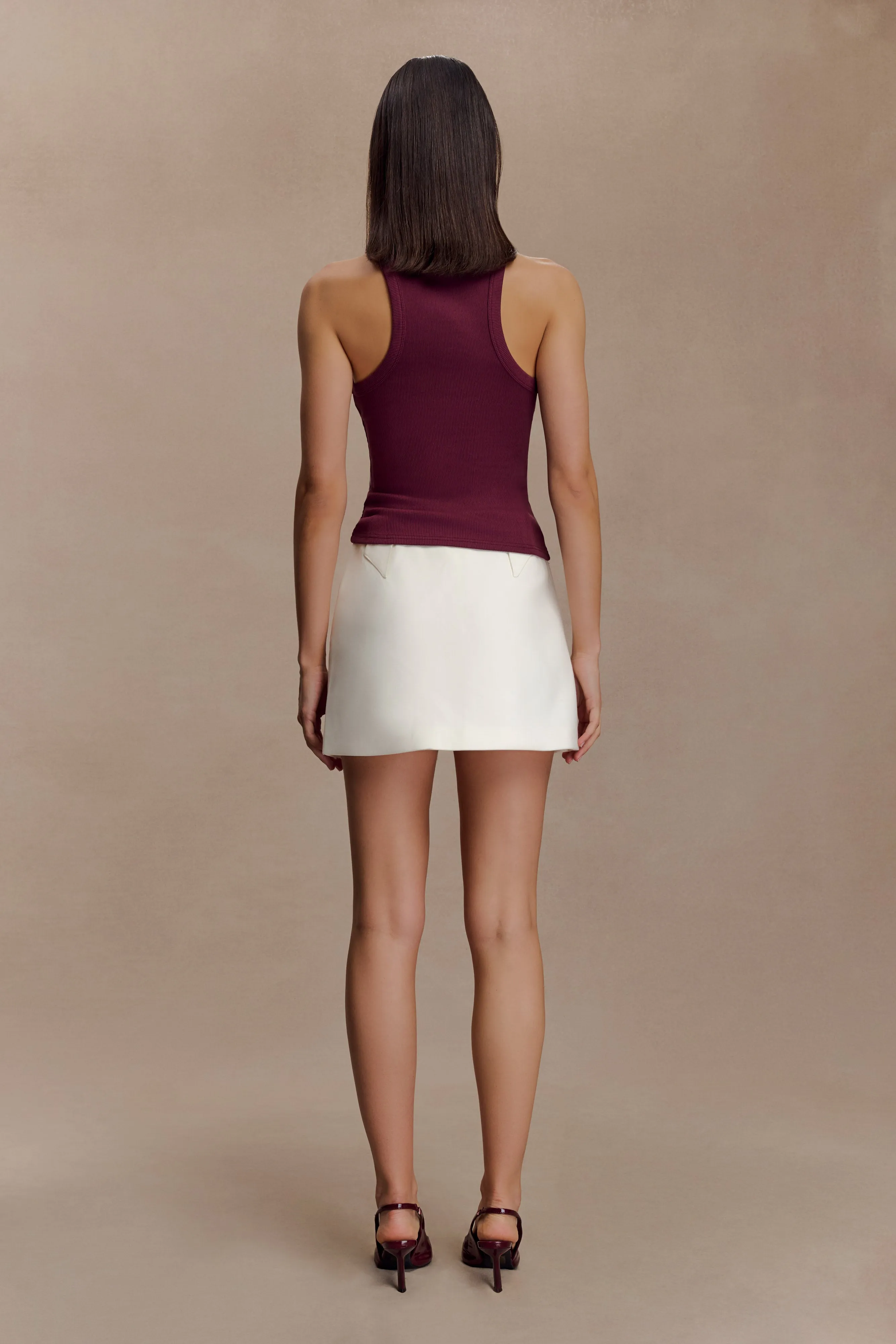 Lola Ribbed Sleeveless Top With Hardware - Burgundy sold by Meshki product image thumbnail 4