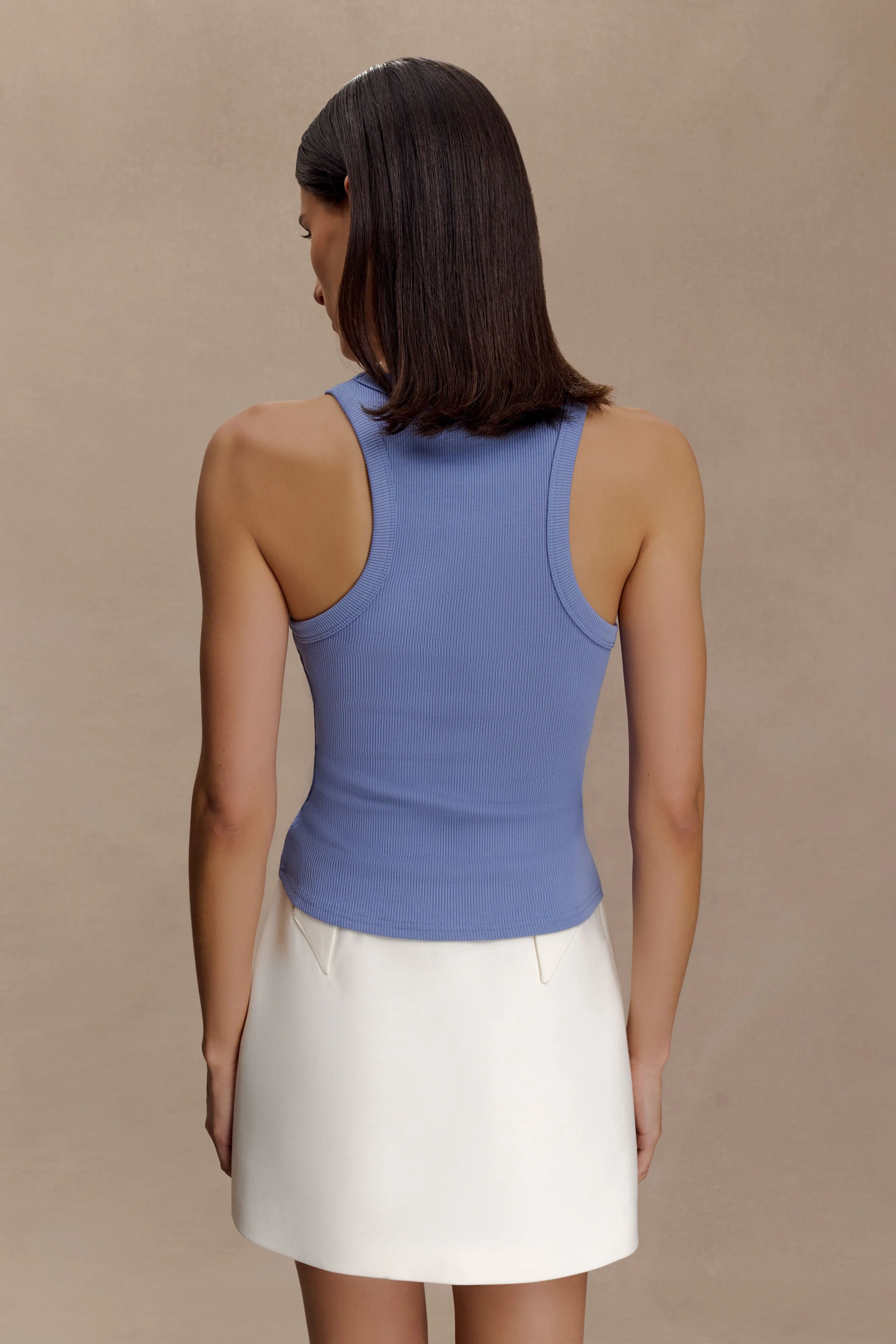 Lola Ribbed Sleeveless Top With Hardware - Cornflower Blue sold by Meshki product image thumbnail 2