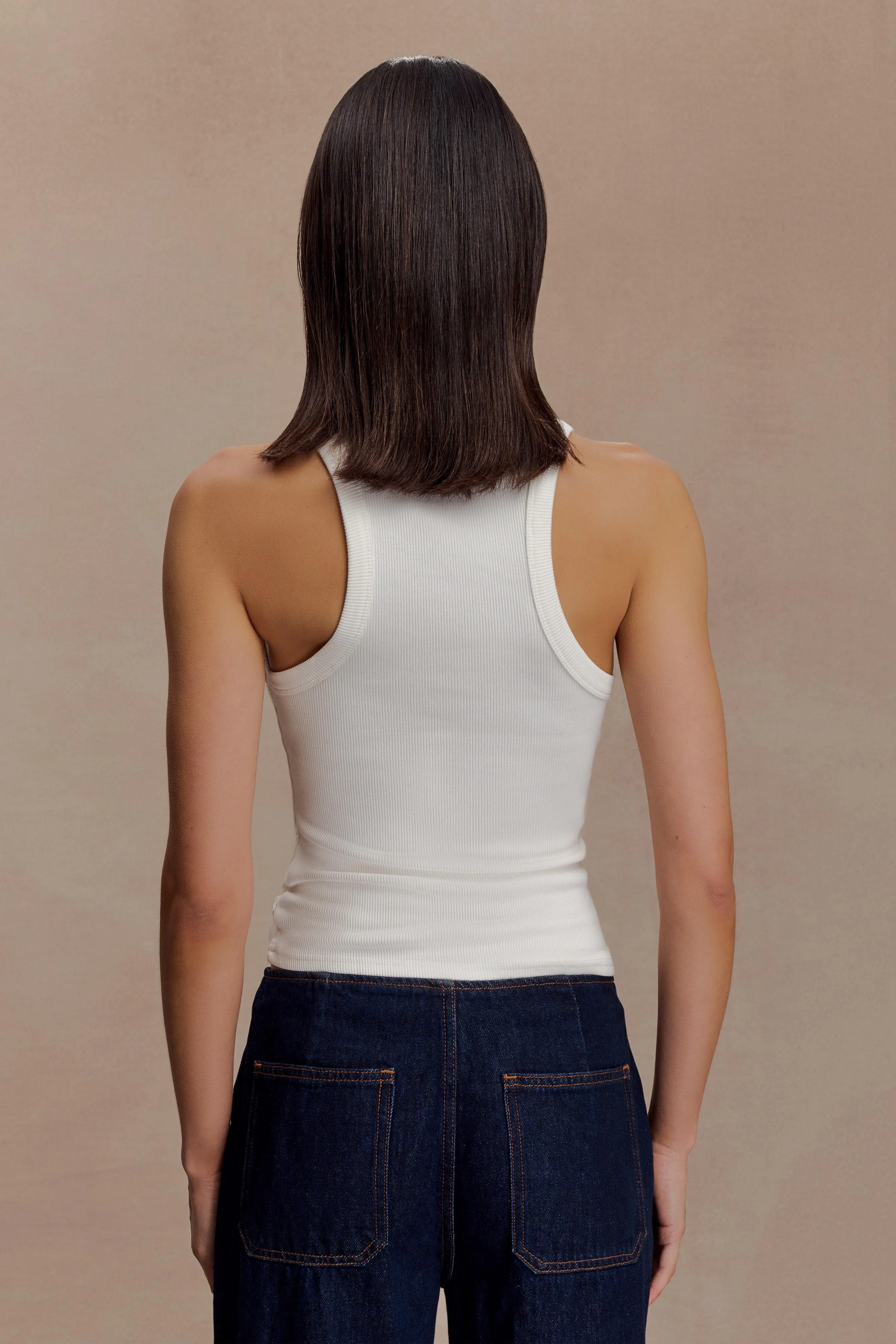 Lola Ribbed Sleeveless Top With Hardware - White sold by Meshki product image thumbnail 2