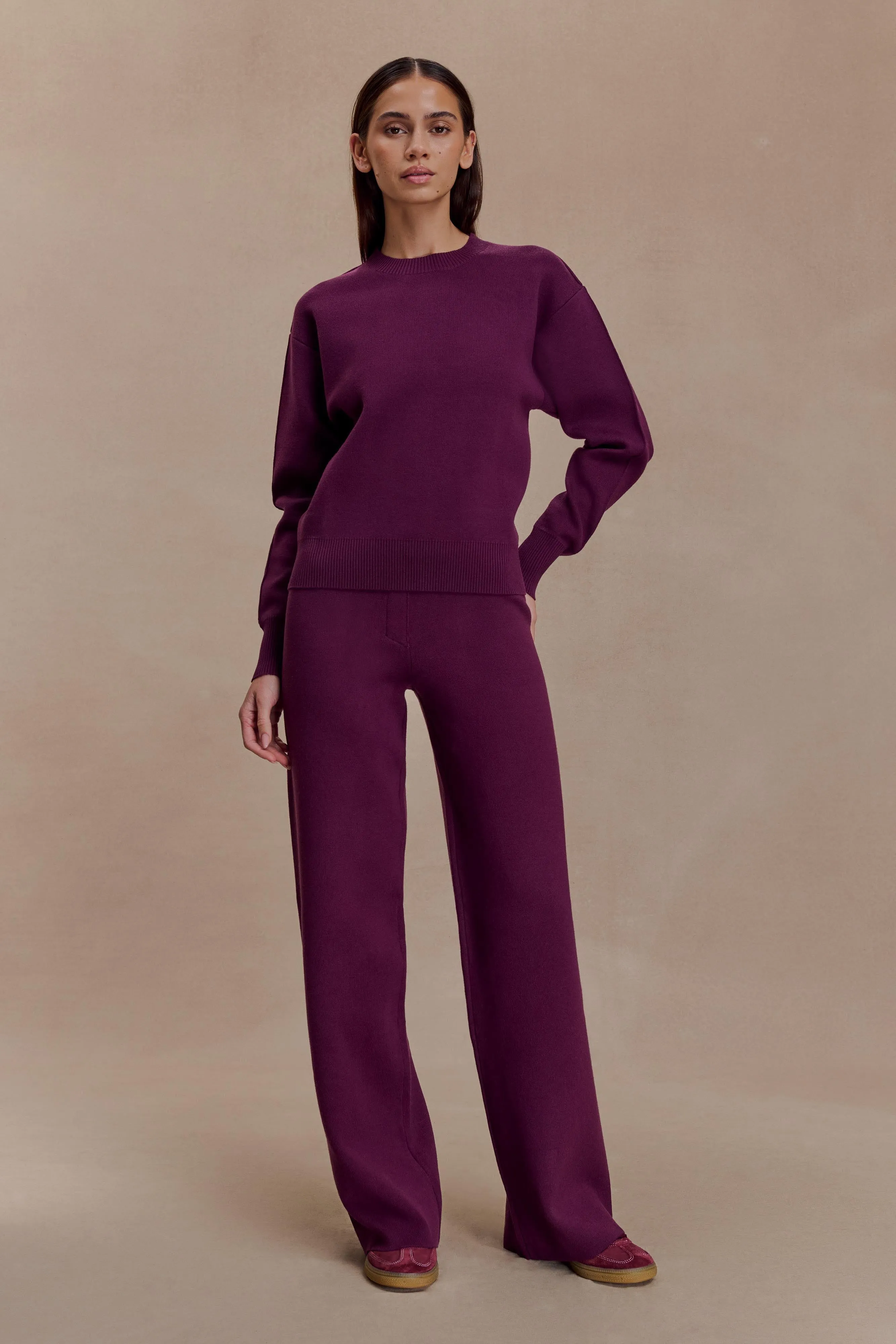 Lauren Knit Trouser - Plum sold by Meshki