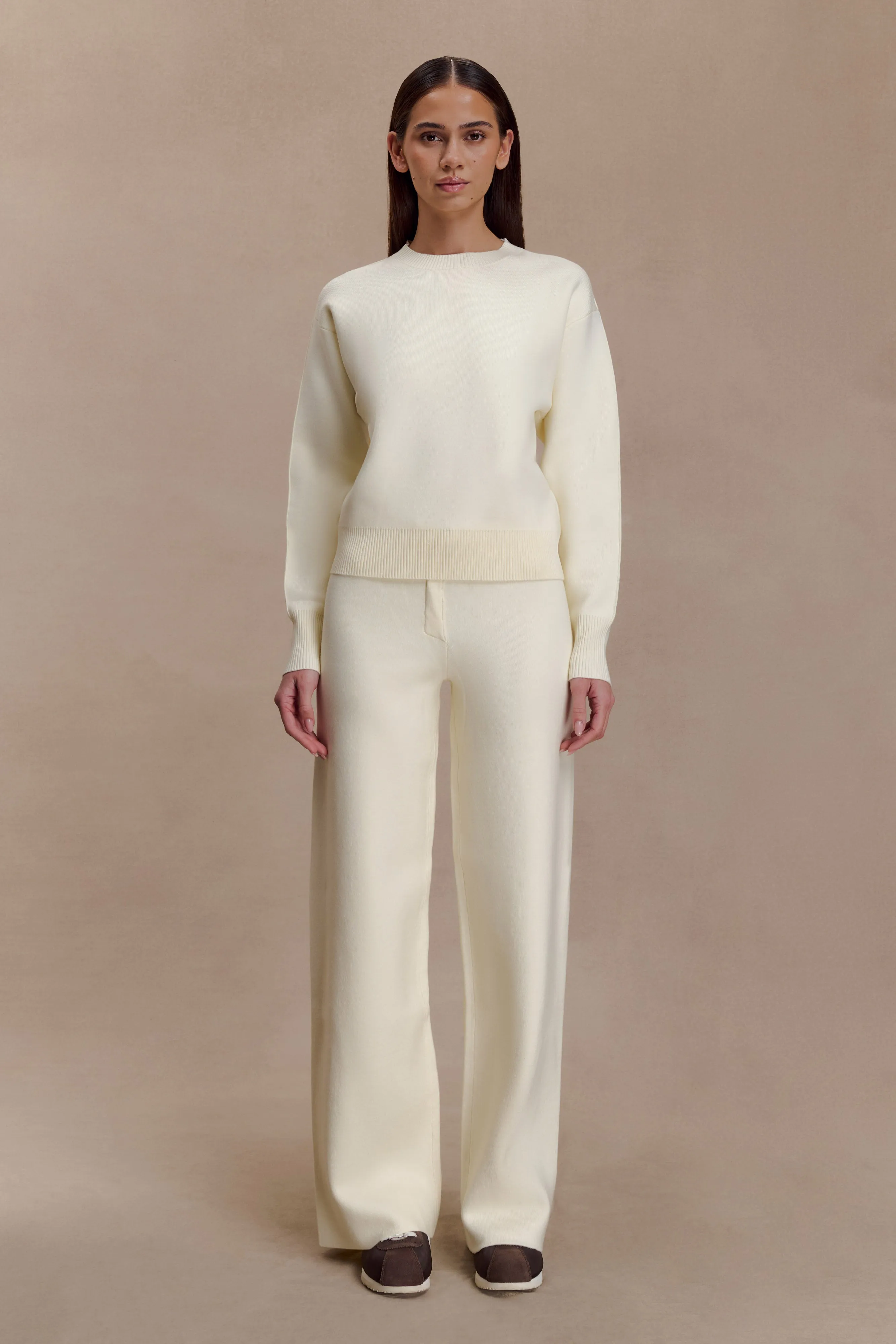 Lauren Knit Trouser - Ivory sold by Meshki