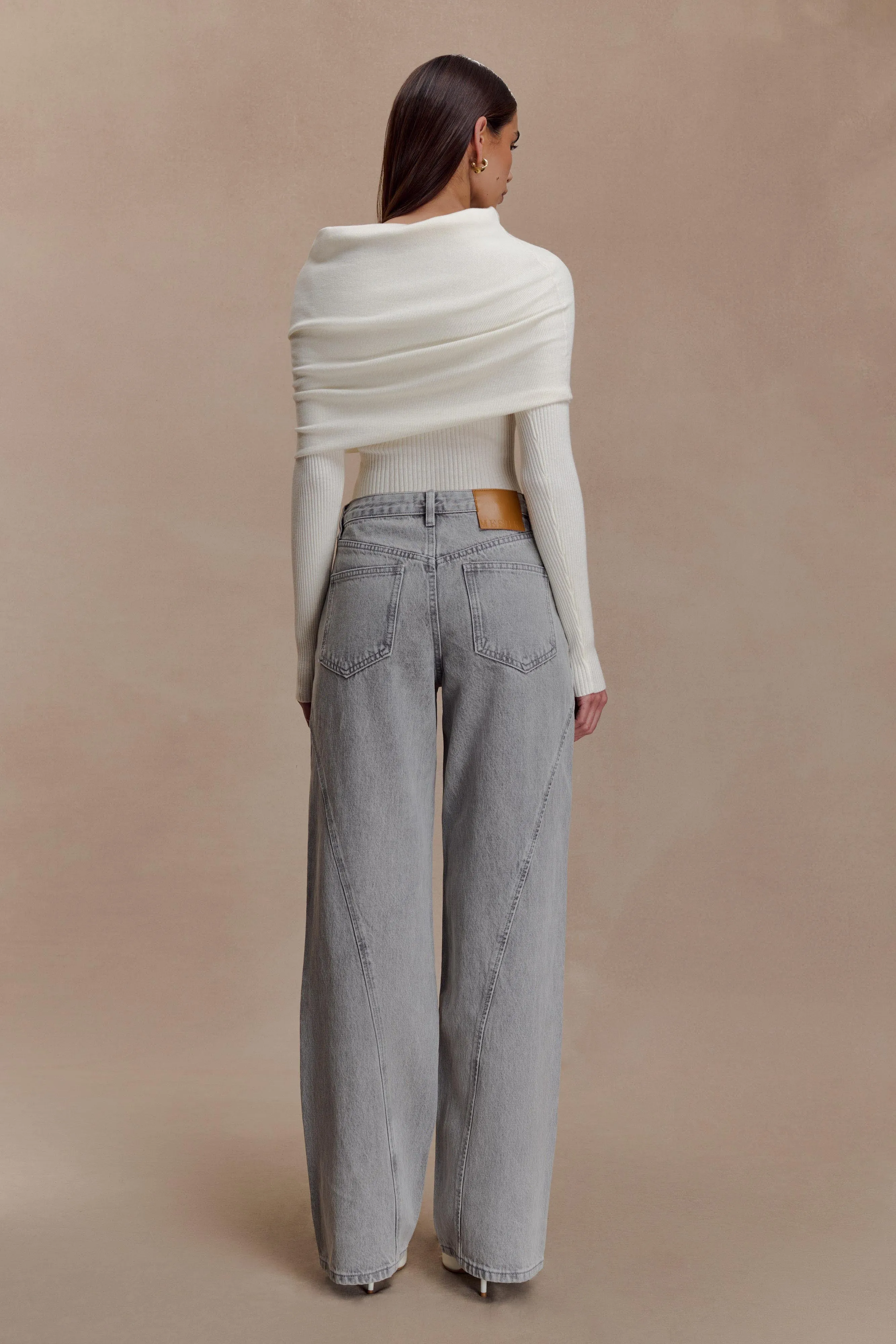 Georgette Mid Rise Paneled Denim Jeans - Grey sold by Meshki product image thumbnail 5