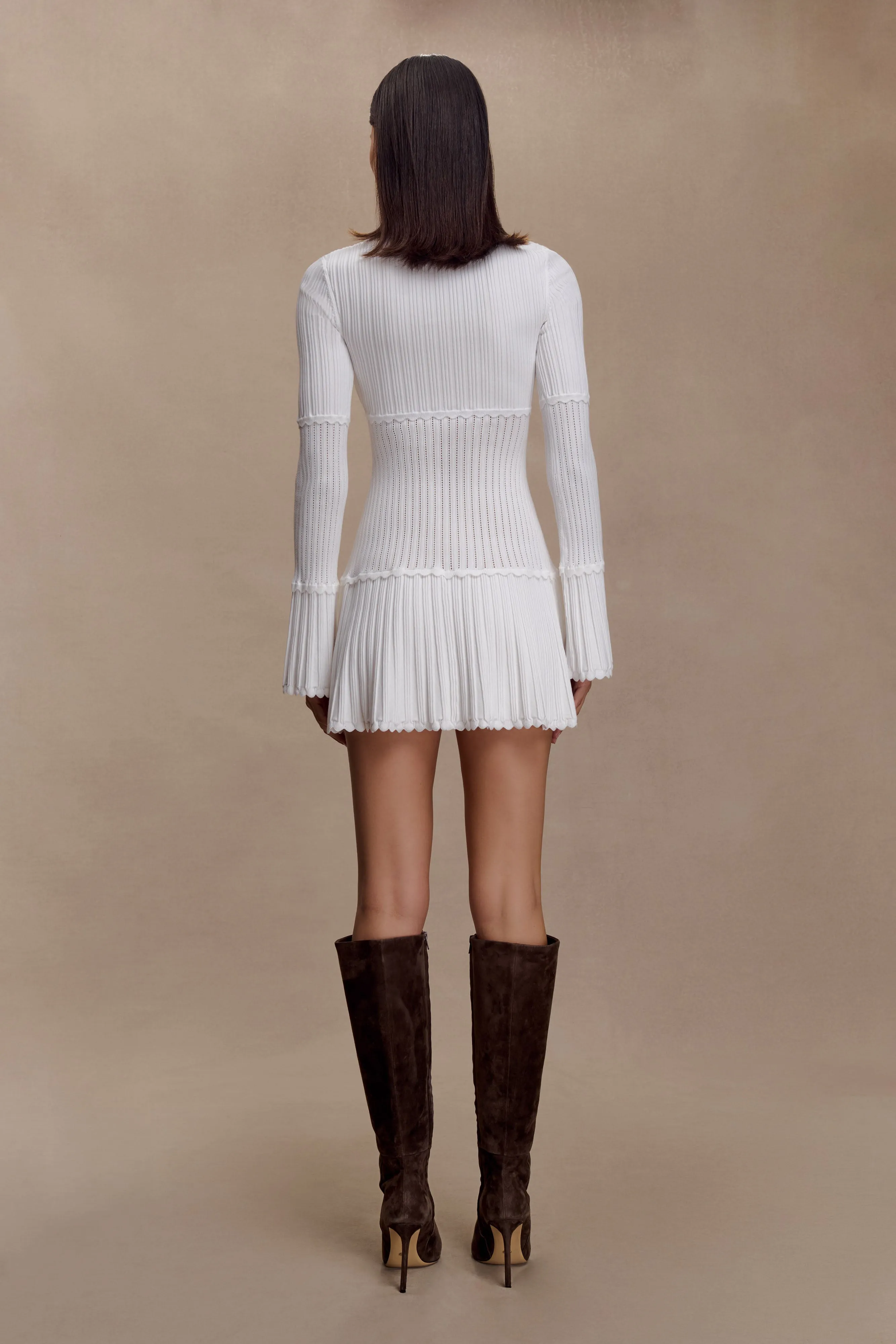 Adena Pointelle Knit Mini Dress - Ivory sold by Meshki product image thumbnail 4