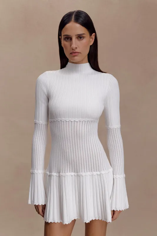 Adena Pointelle Knit Mini Dress - Ivory sold by Meshki