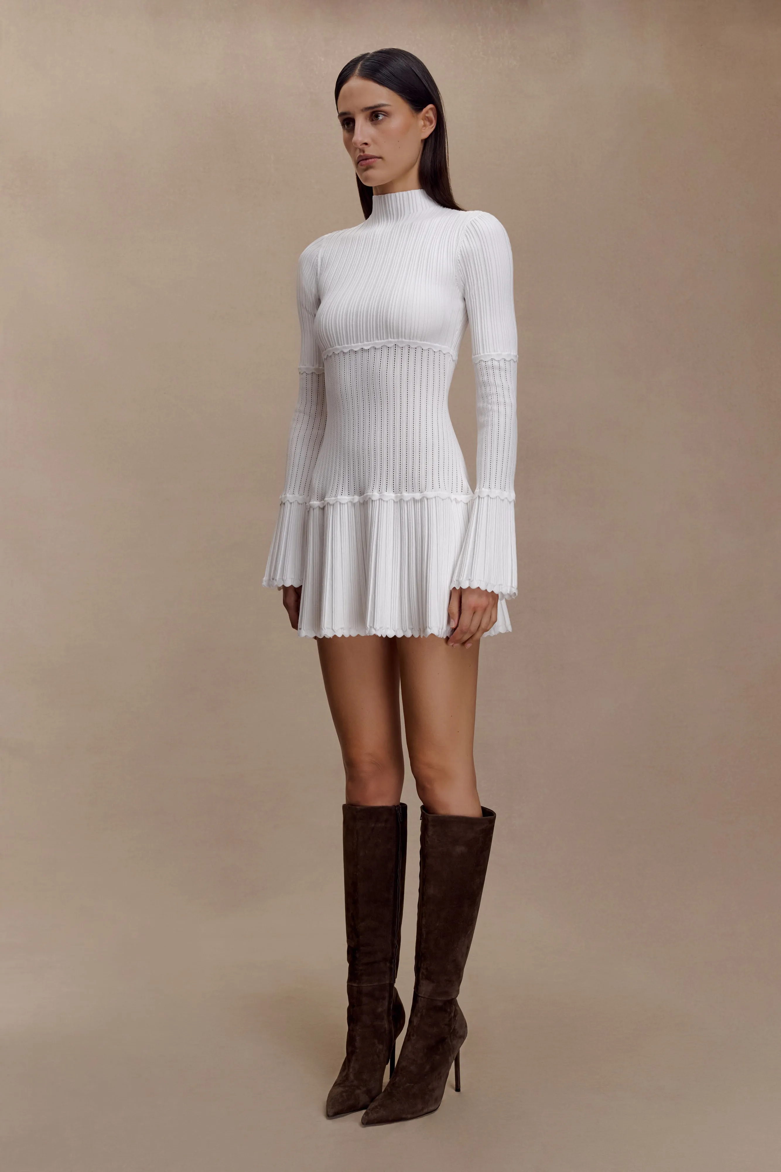 Adena Pointelle Knit Mini Dress - Ivory sold by Meshki product image thumbnail 5