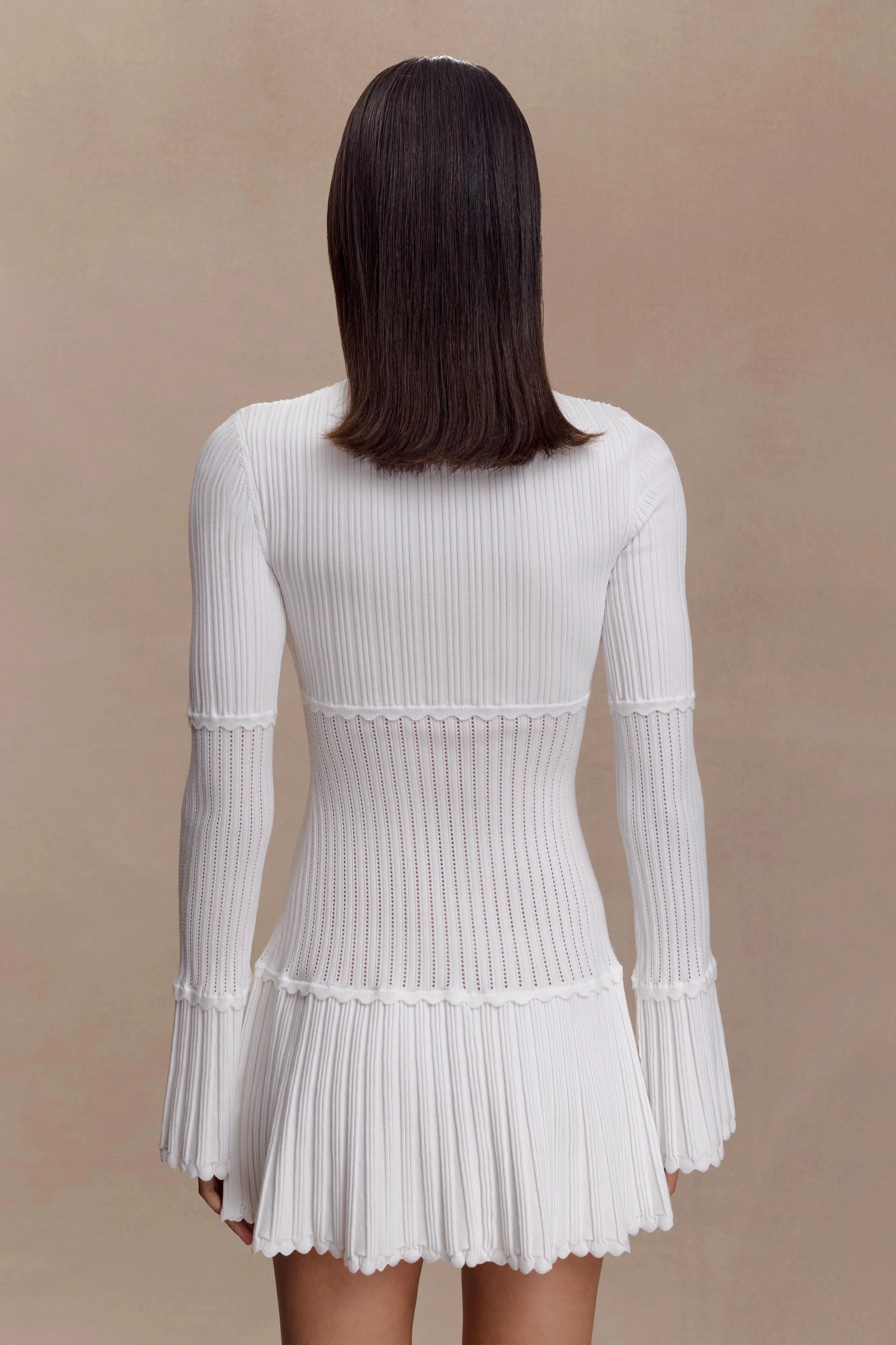 Adena Pointelle Knit Mini Dress - Ivory sold by Meshki product image thumbnail 2