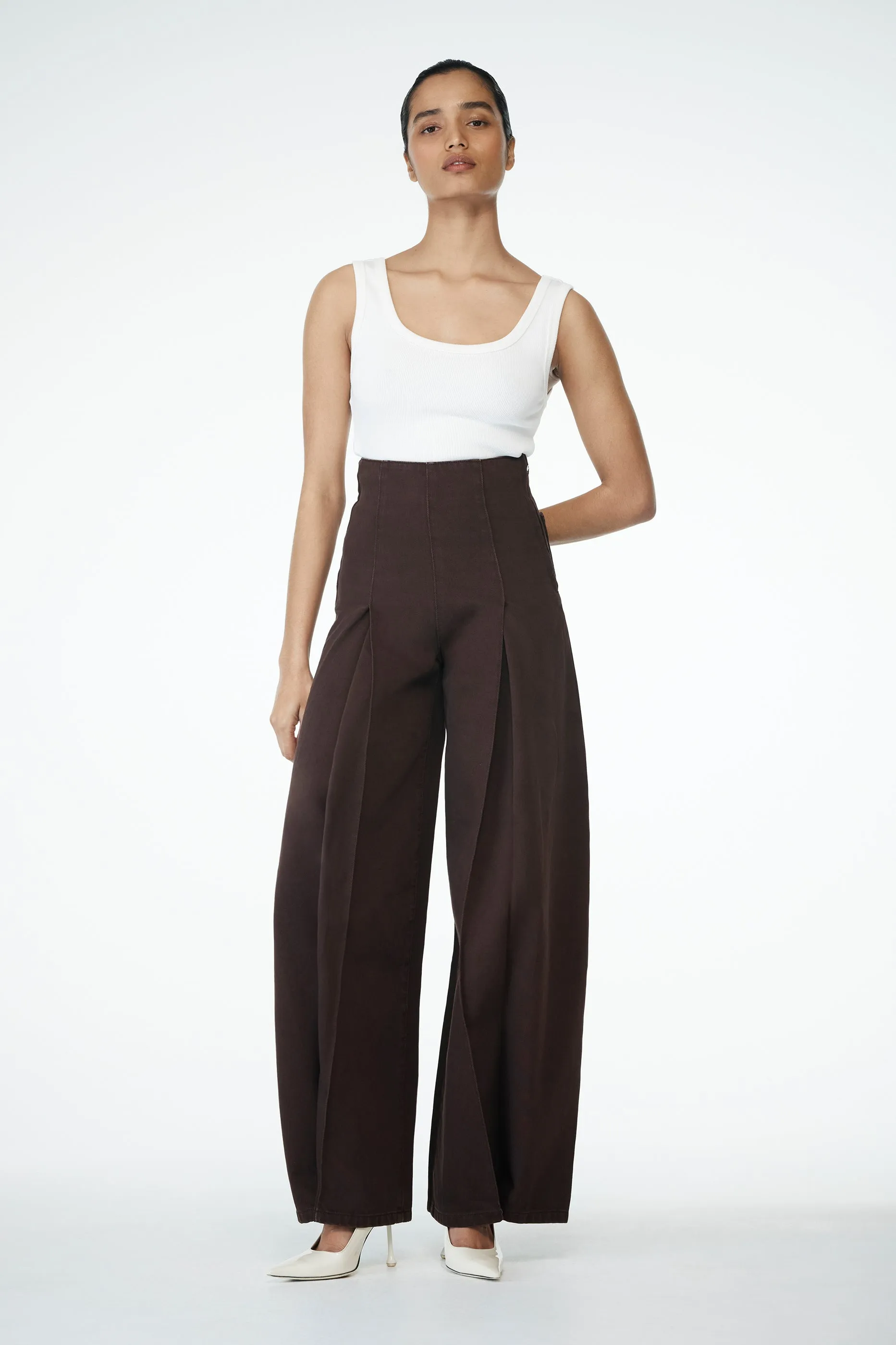 Beatrix High Rise Denim Jeans - Chocolate sold by Meshki product image thumbnail 3