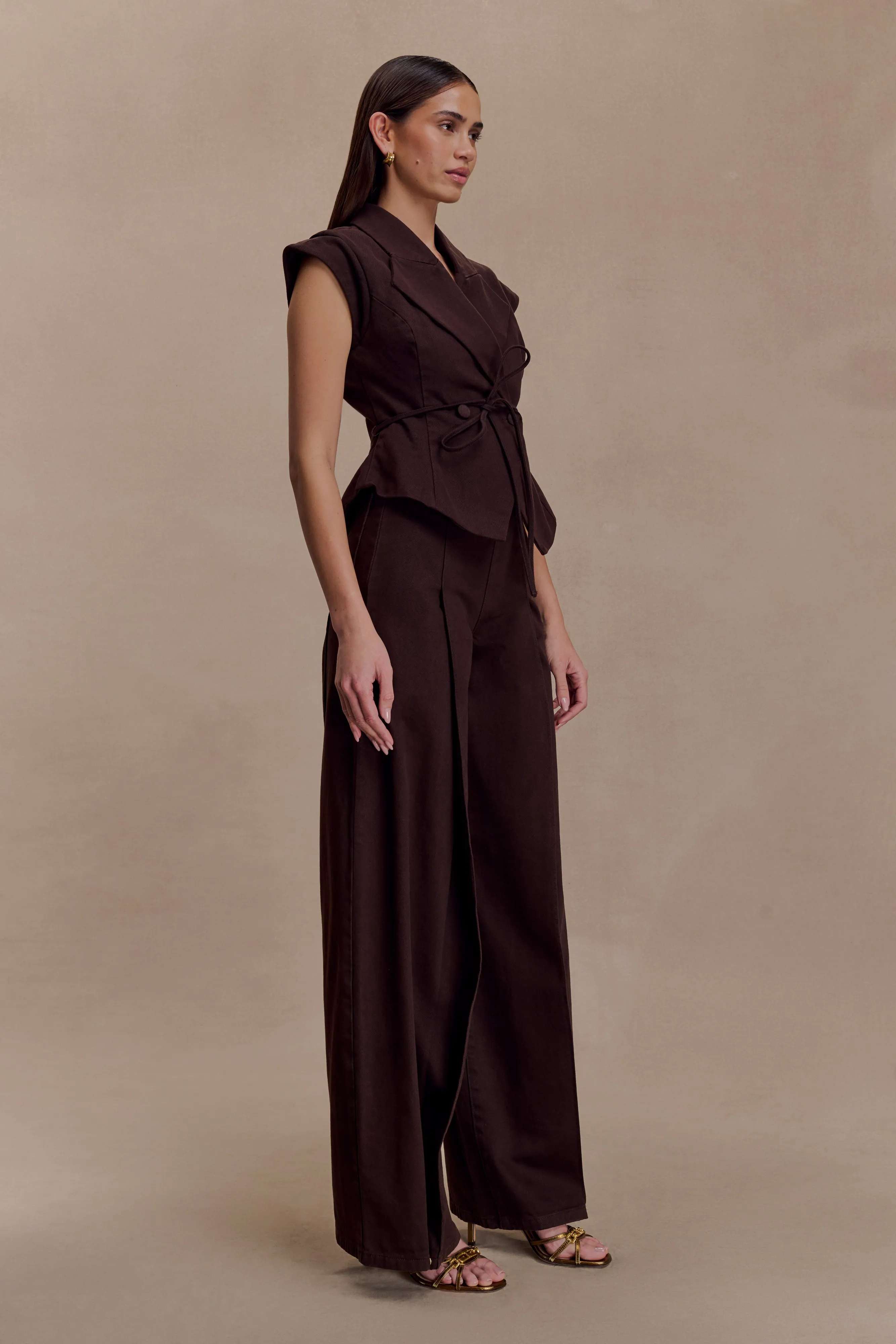 Beatrix High Rise Denim Jeans - Chocolate sold by Meshki product image thumbnail 4