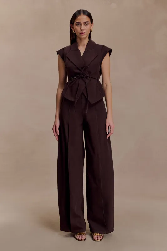 Beatrix High Rise Denim Jeans - Chocolate sold by Meshki