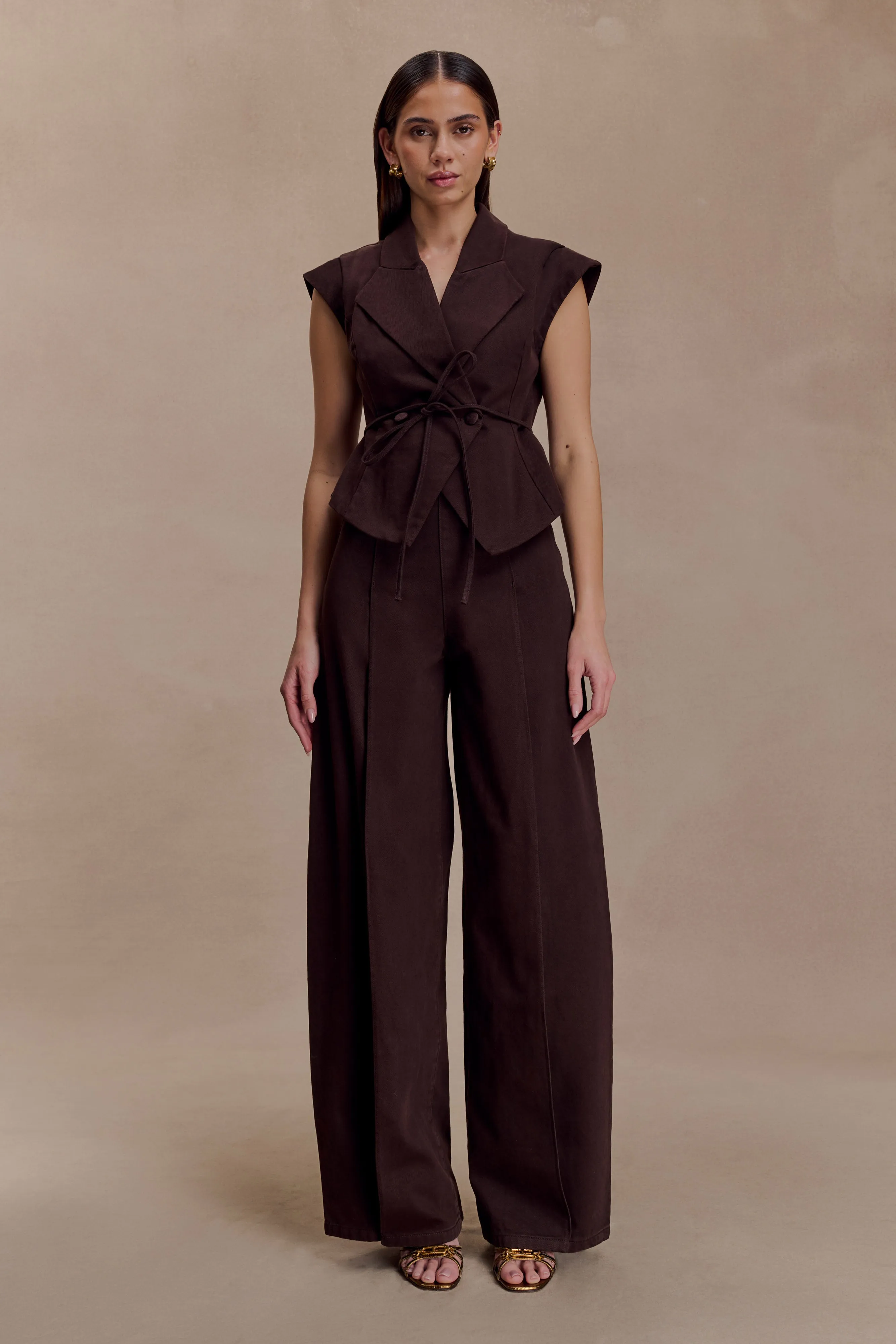 Beatrix High Rise Denim Jeans - Chocolate sold by Meshki