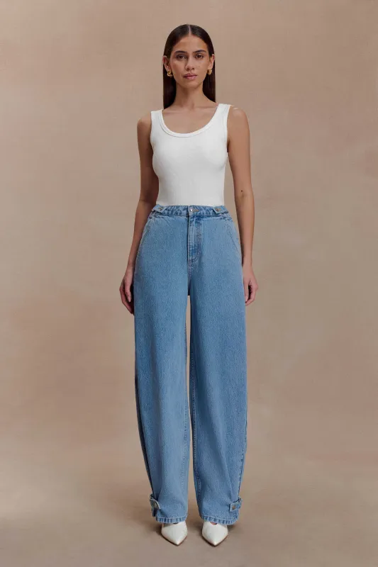 Flossie Multi Way Denim Jeans - Classic Blue sold by Meshki