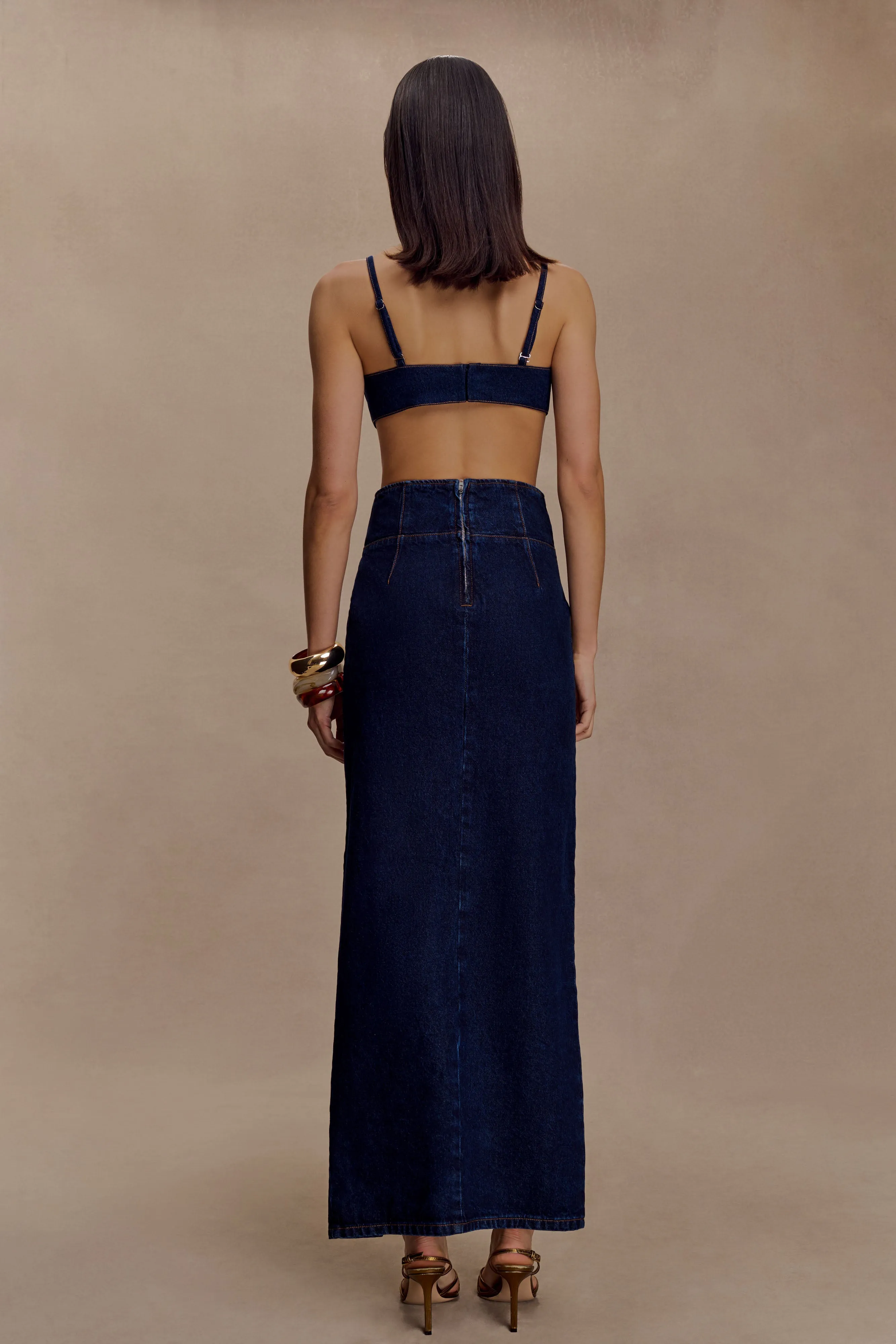Maylena High Rise Denim Maxi Skirt - Indigo Blue sold by Meshki product image thumbnail 4