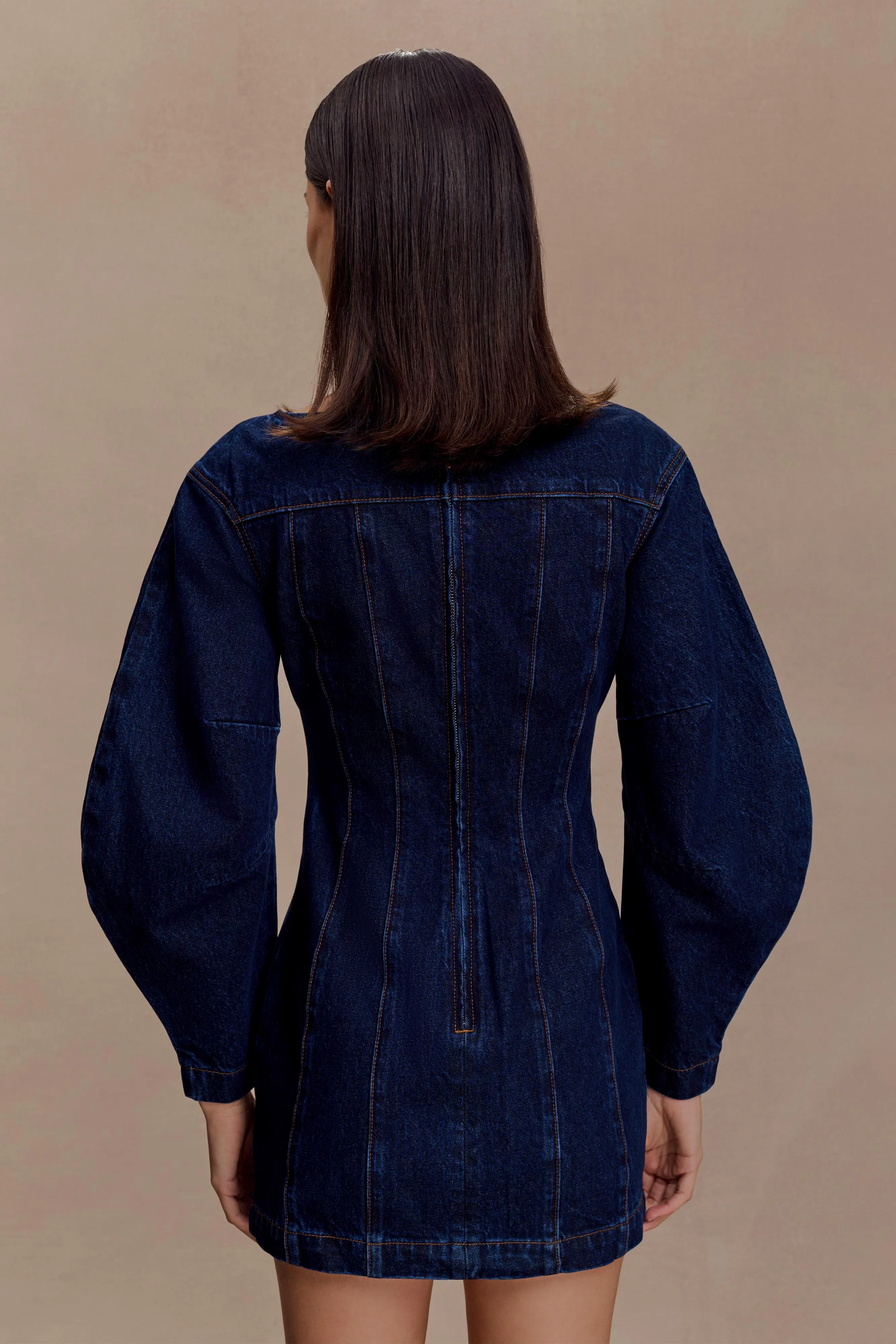 Cosmala Denim Long Sleeve Mini Dress - Indigo Blue sold by Meshki product image thumbnail 4