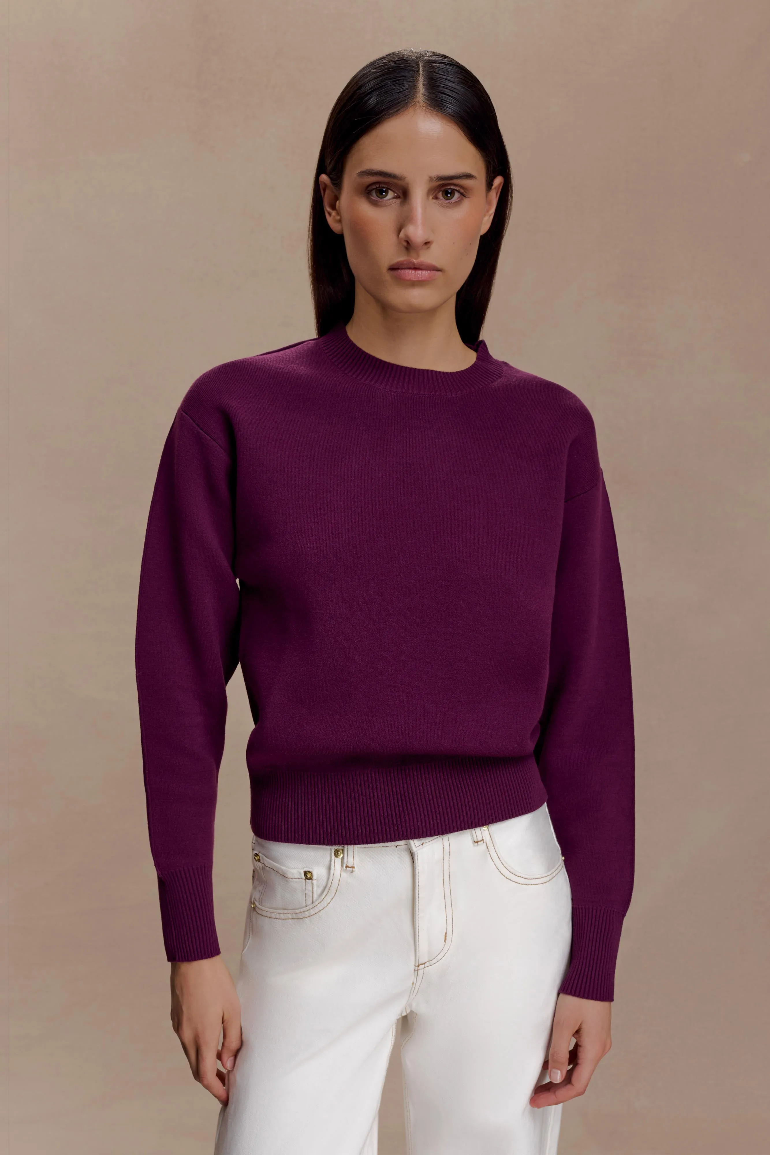 Braxton Cozy Knit Jumper - Plum sold by Meshki