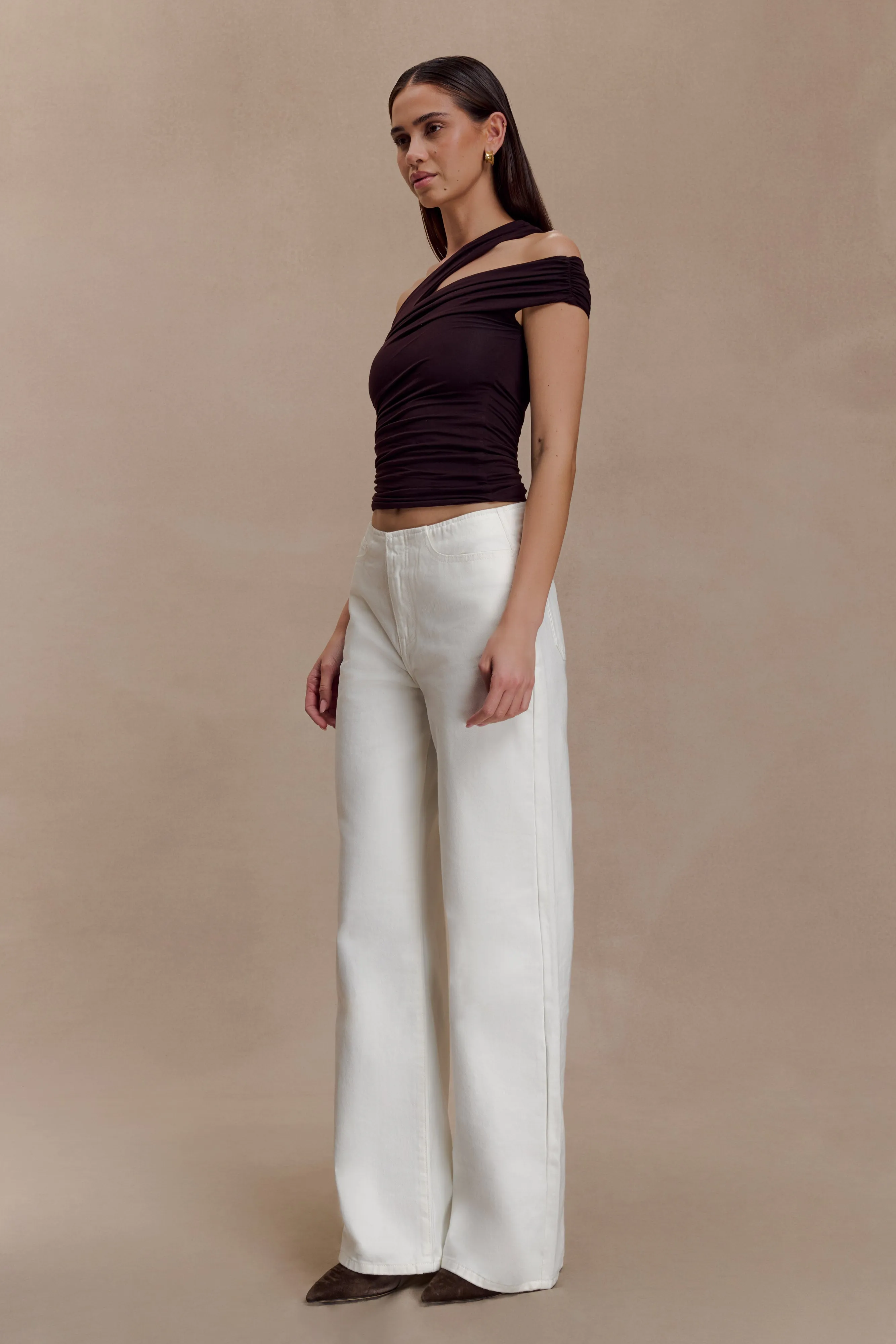 Anna One Shoulder Modal Top - Cacao Brown sold by Meshki product image thumbnail 3