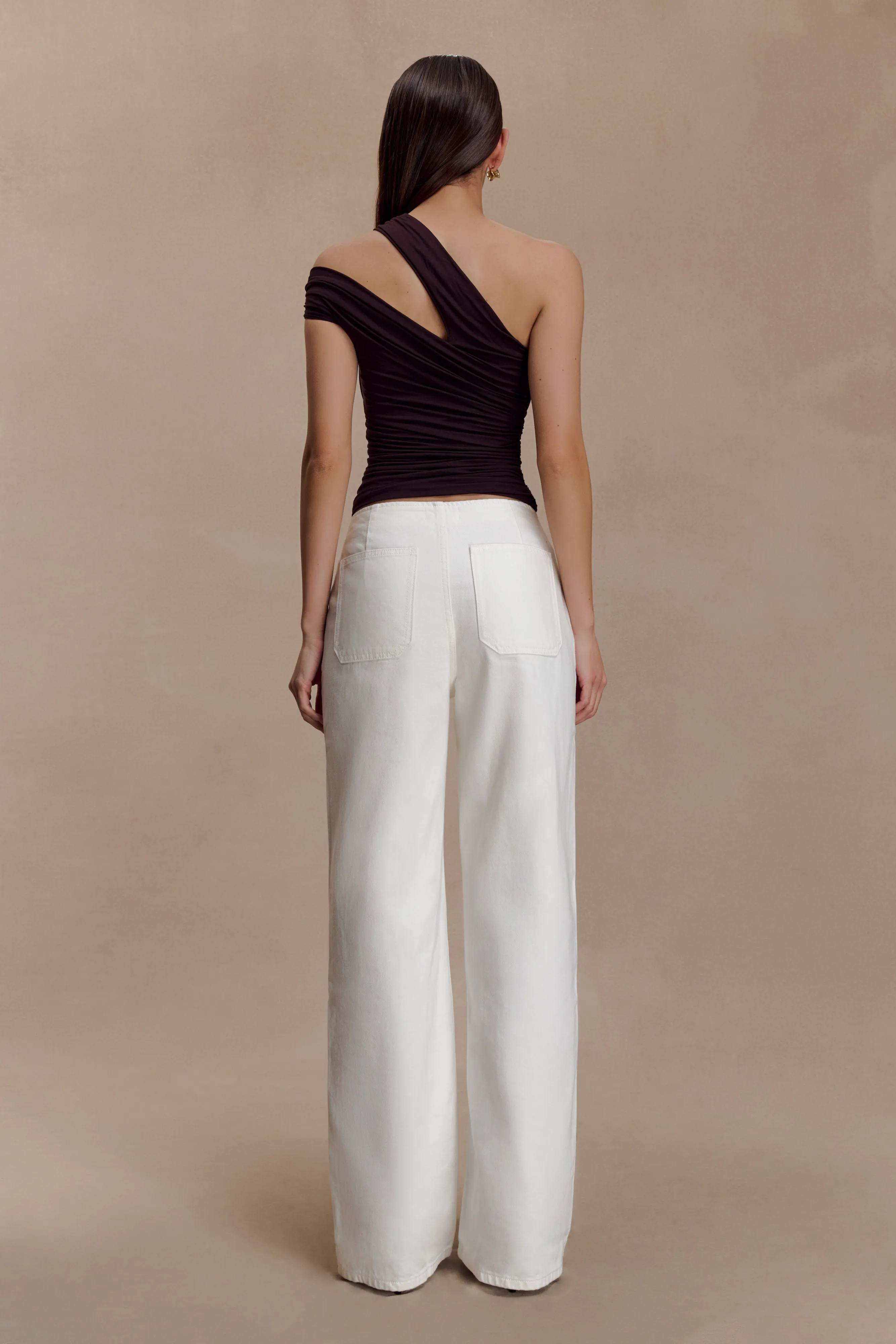 Anna One Shoulder Modal Top - Cacao Brown sold by Meshki product image thumbnail 4