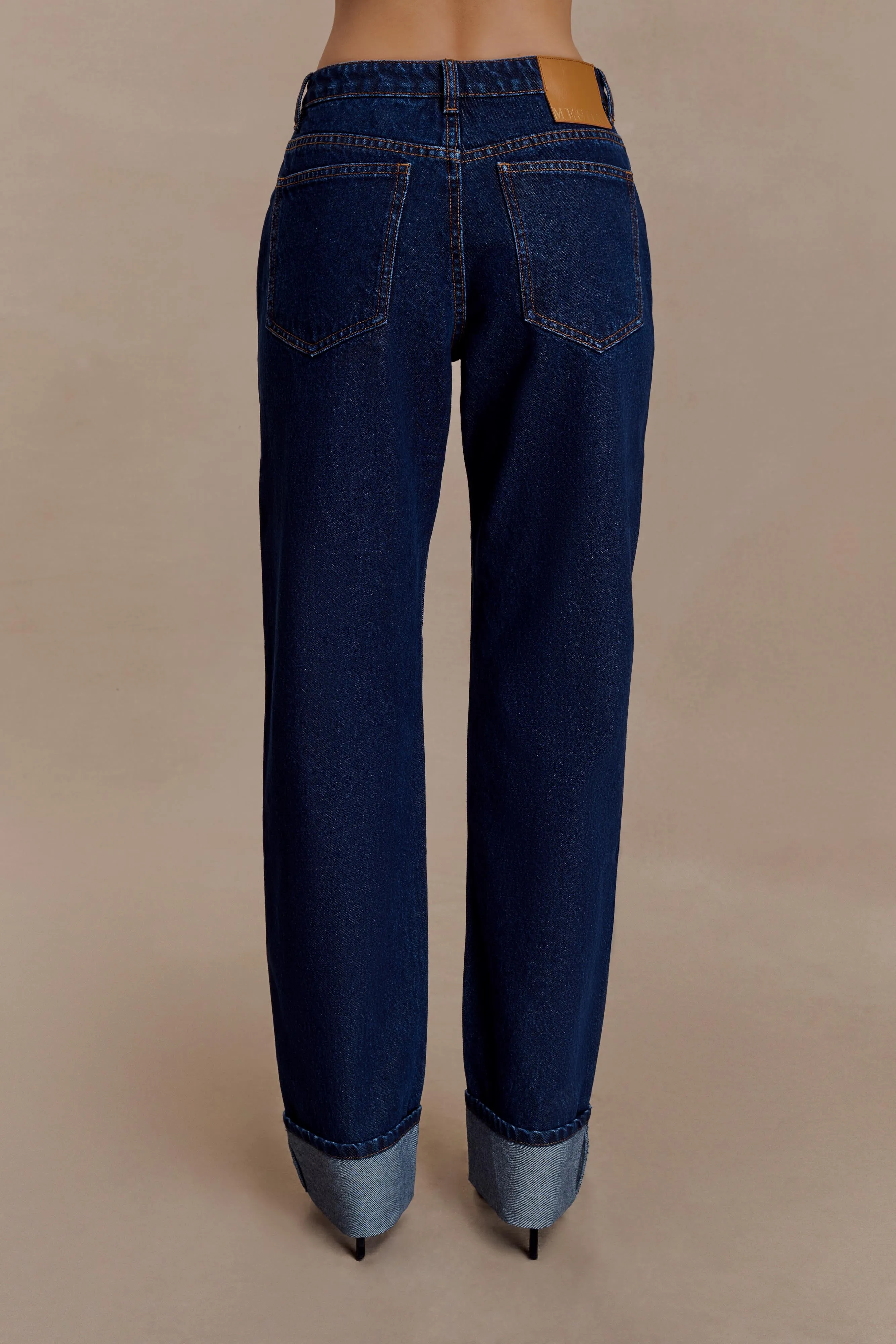 Kirralee Straight Leg Cuffed Jeans - Indigo Blue sold by Meshki product image thumbnail 5