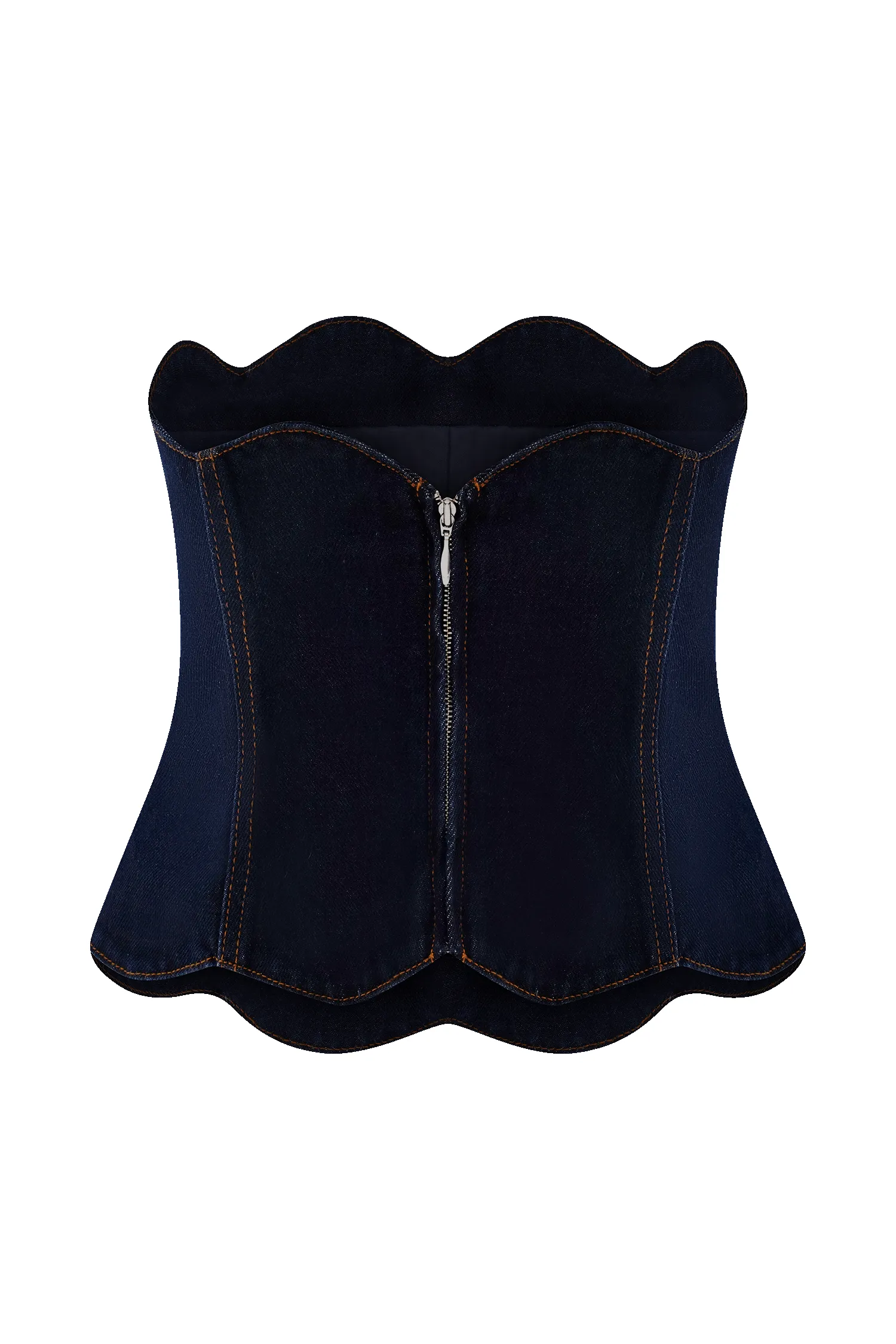 Oakley Strapless Scallop Denim Top - Indigo Blue sold by Meshki product image thumbnail 4