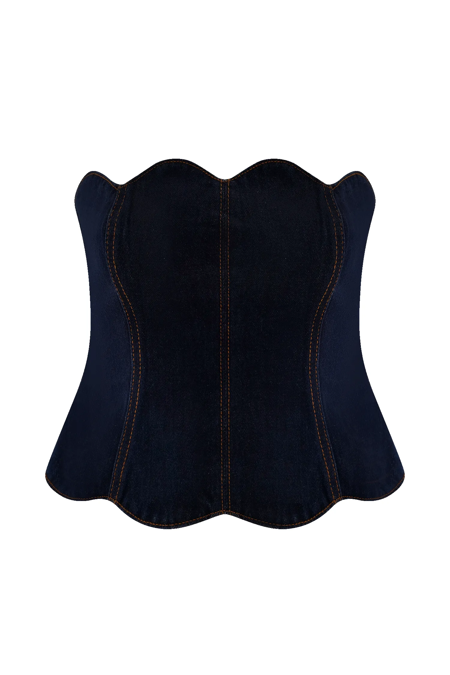 Oakley Strapless Scallop Denim Top - Indigo Blue sold by Meshki product image thumbnail 5