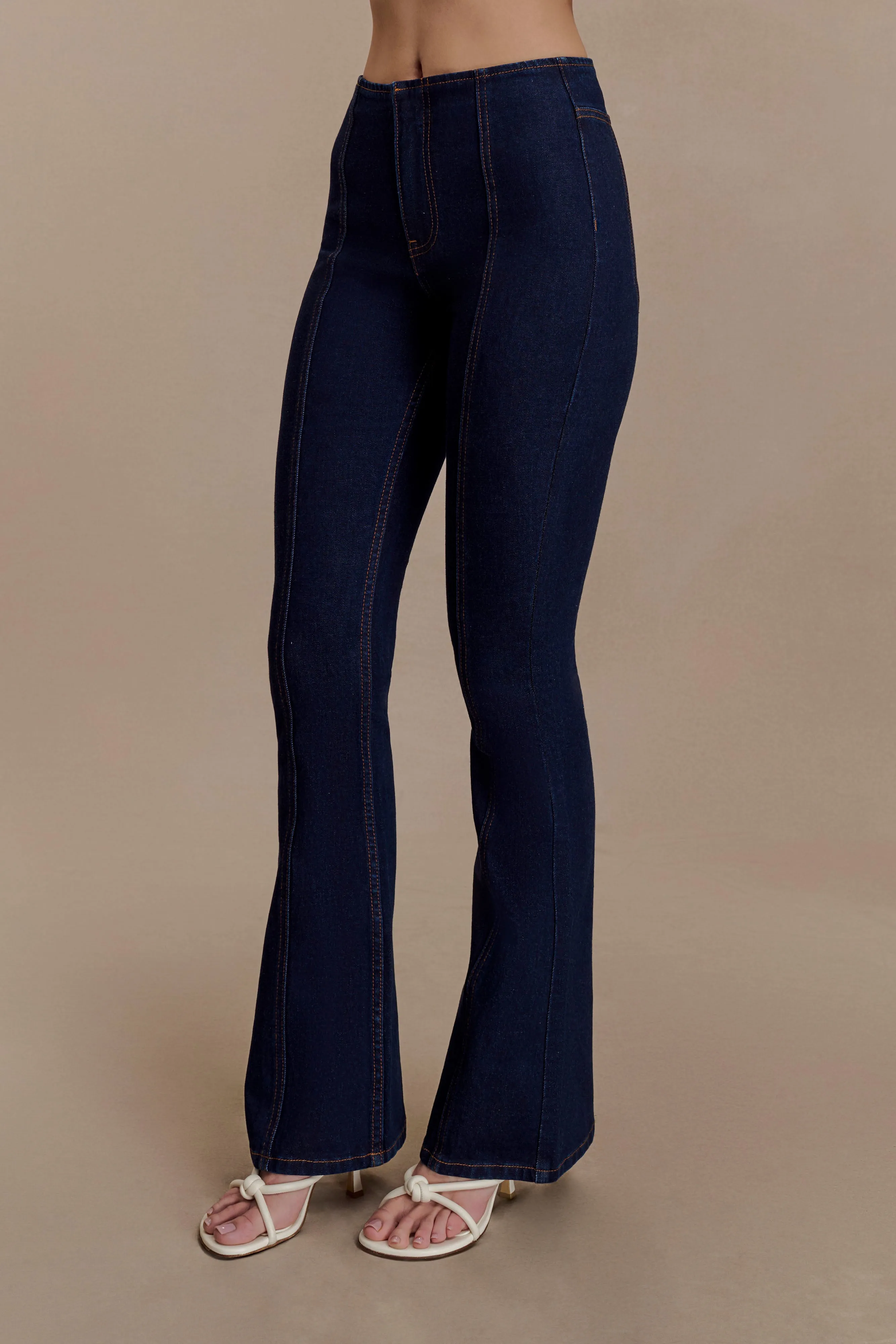 Clio Paneled Flare Jeans - Indigo Blue sold by Meshki product image thumbnail 5