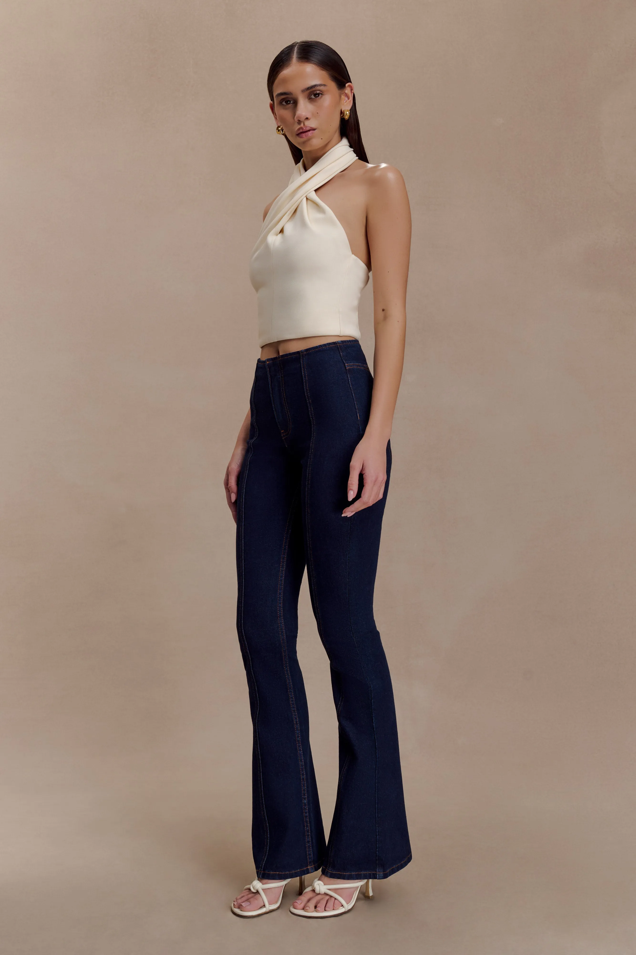 Clio Paneled Flare Jeans - Indigo Blue sold by Meshki product image thumbnail 4