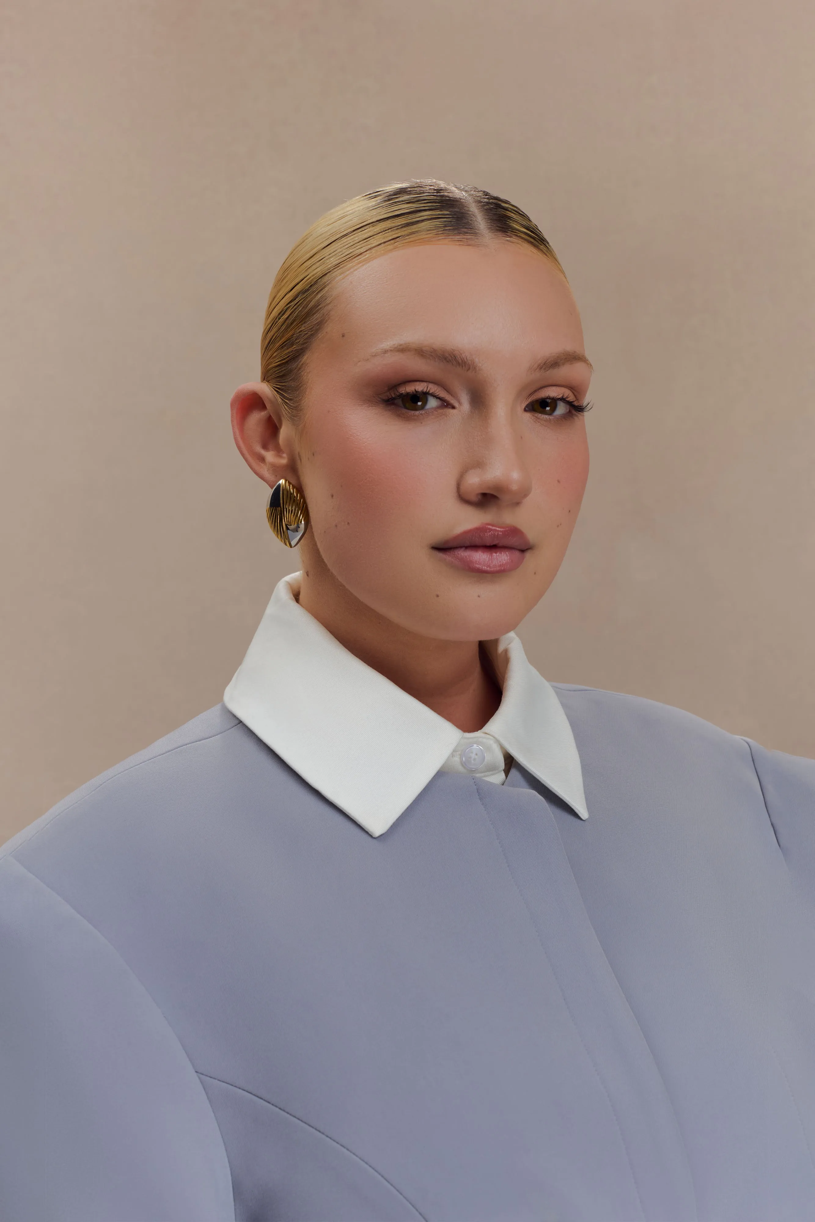 Felicity Mixed Metal Oval Earrings - Gold sold by Meshki product image thumbnail 3