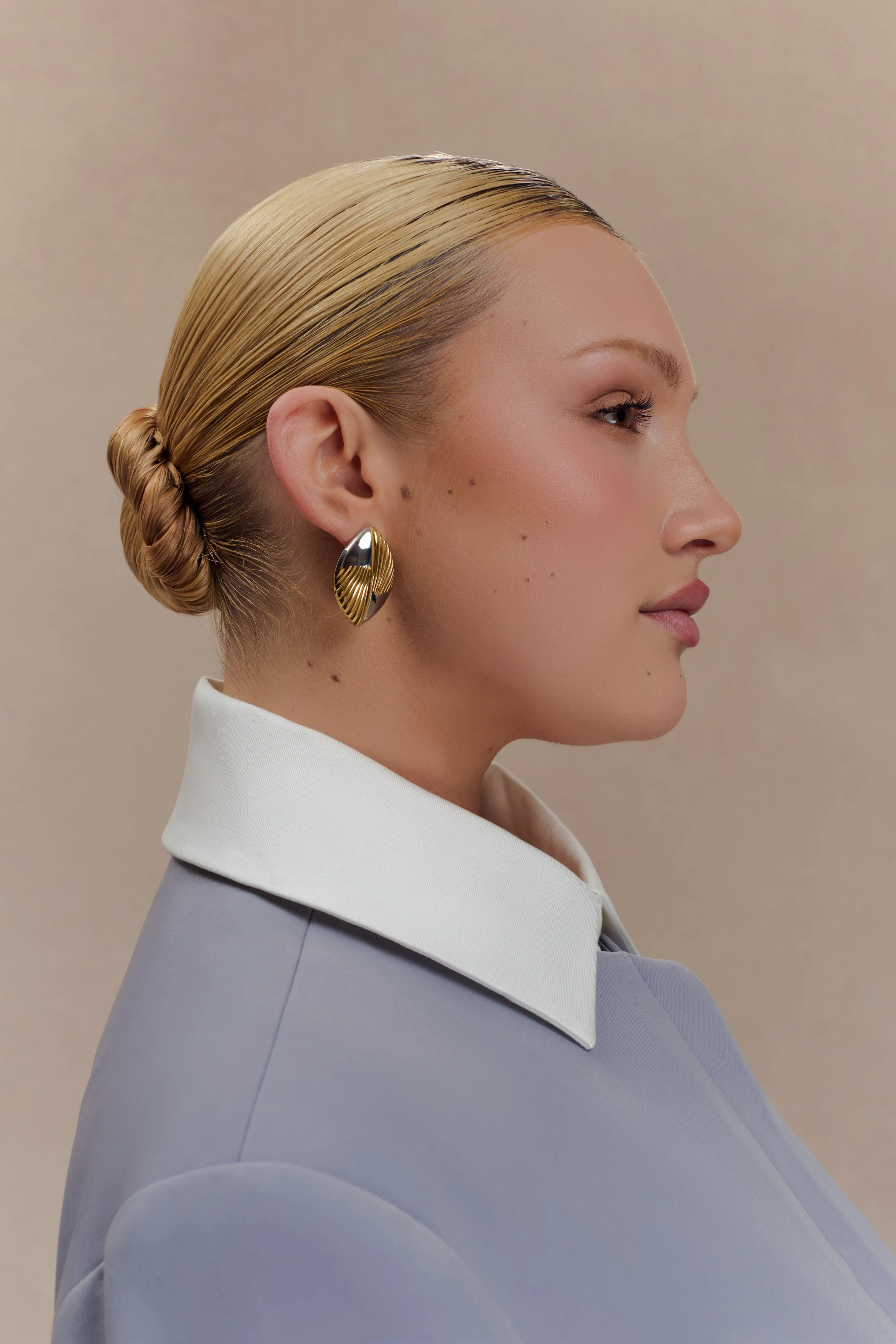 Felicity Mixed Metal Oval Earrings - Gold sold by Meshki product image thumbnail 4