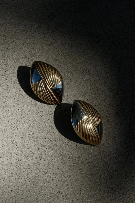 Felicity Mixed Metal Oval Earrings - Gold sold by Meshki