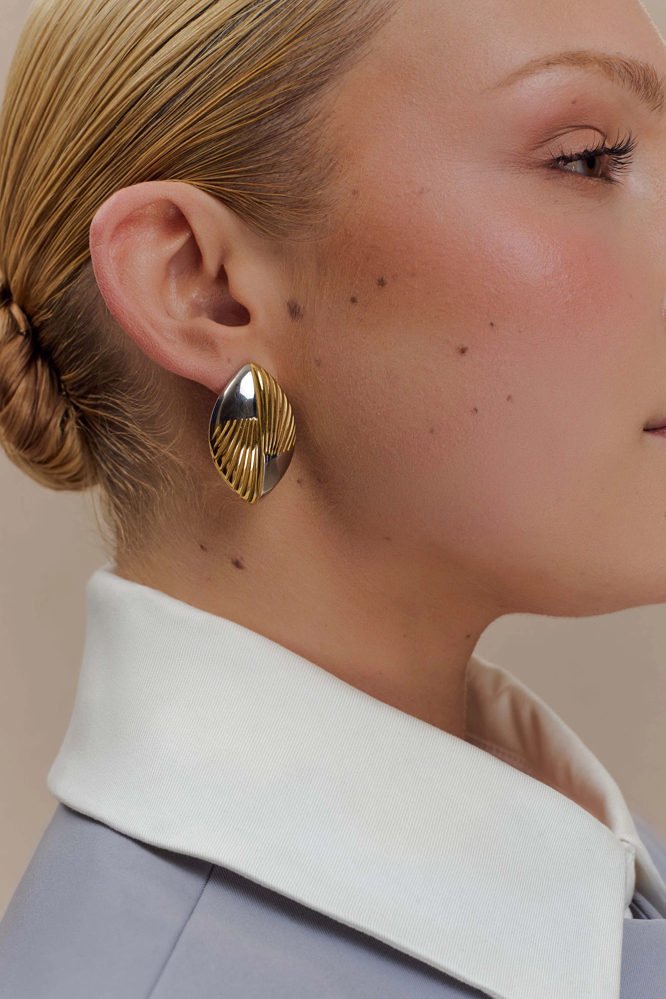 Felicity Mixed Metal Oval Earrings - Gold sold by Meshki product image thumbnail 2