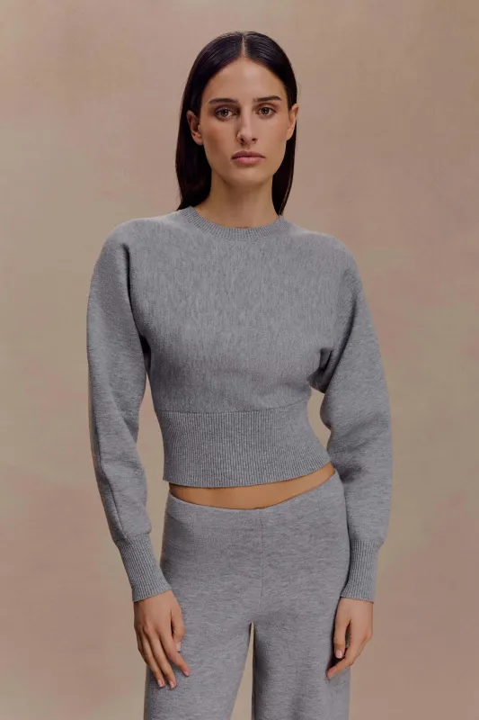 Ciaralee Cinched Waist Jumper- Grey Marle sold by Meshki