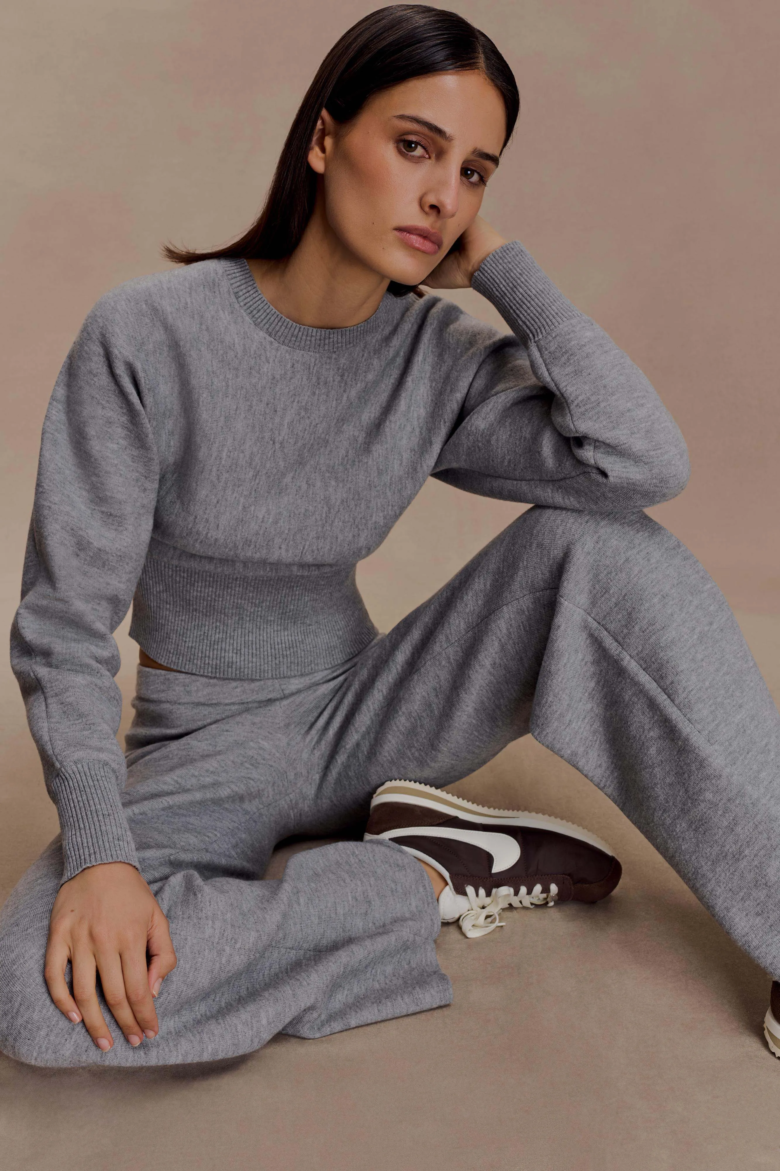 Ciaralee Cinched Waist Jumper- Grey Marle sold by Meshki product image thumbnail 3