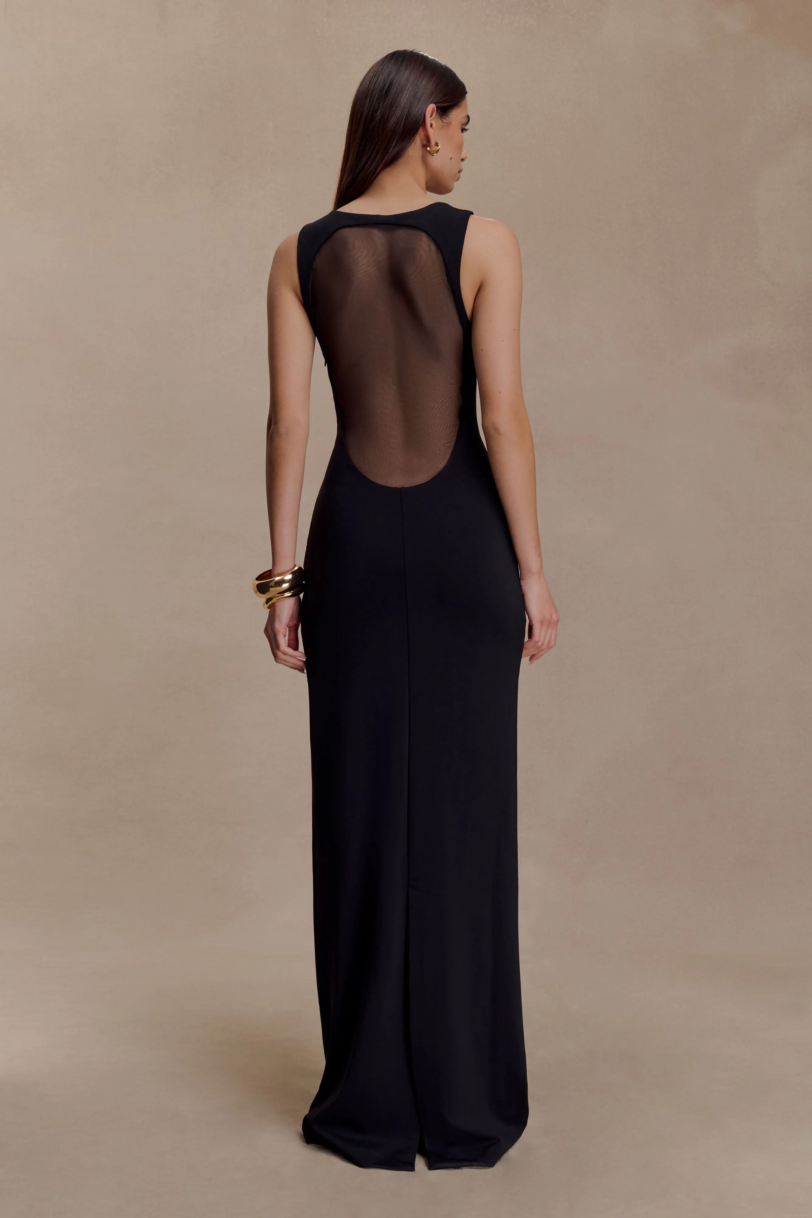 Marlon Crepe And Mesh Maxi Dress - Black sold by Meshki product image thumbnail 2