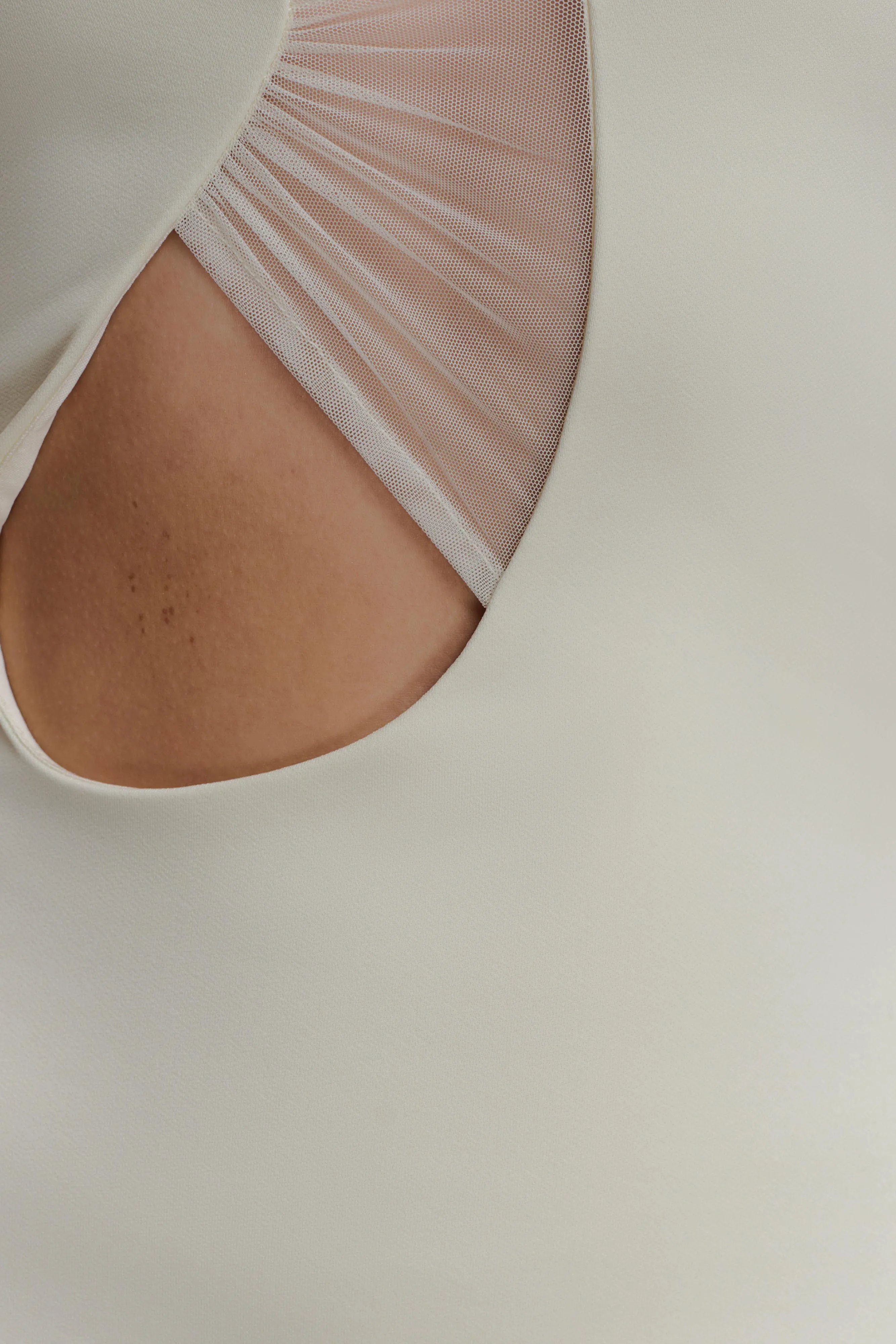 Aubree Crepe And Mesh Maxi Dress - Ivory sold by Meshki product image thumbnail 4