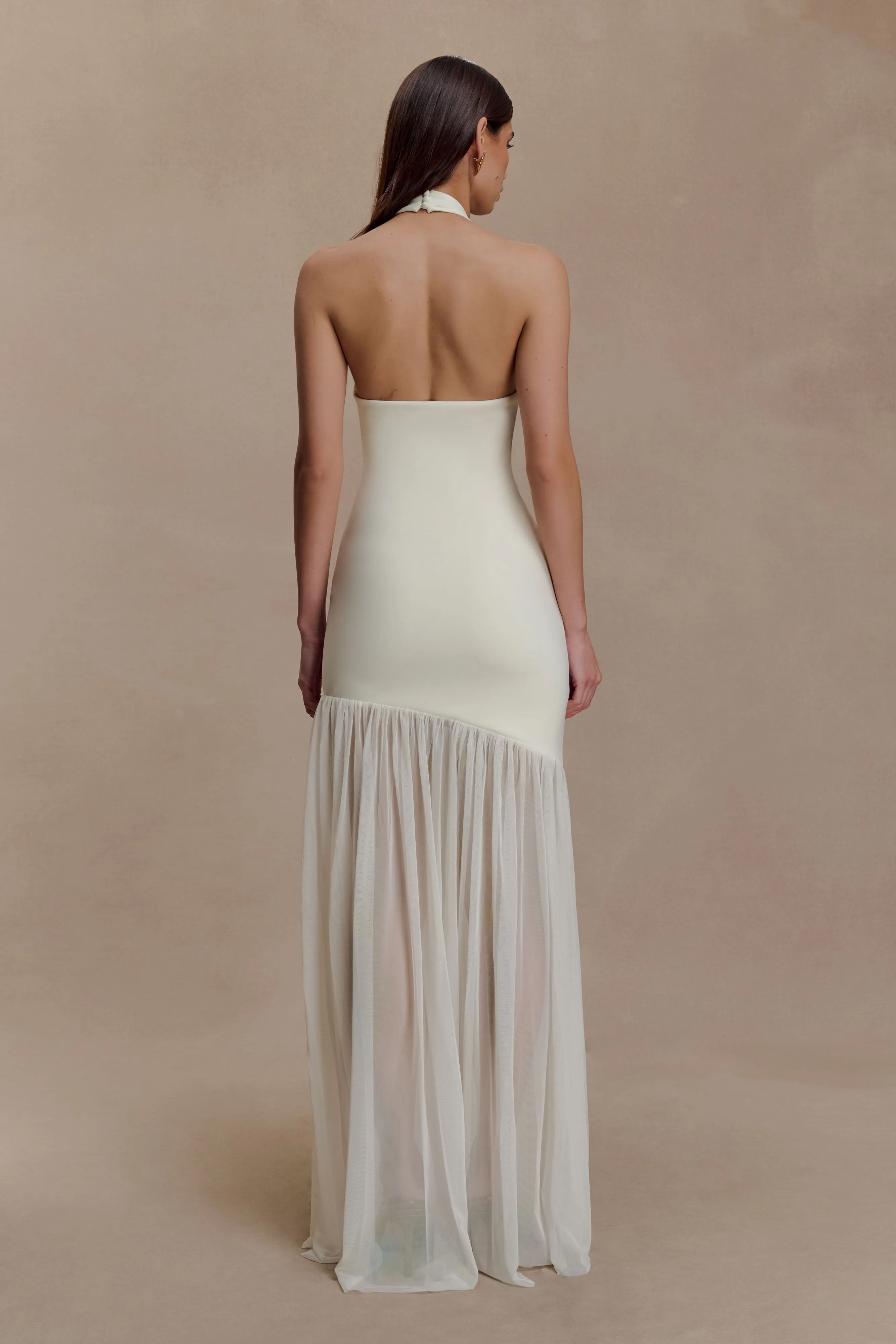 Aubree Crepe And Mesh Maxi Dress - Ivory sold by Meshki product image thumbnail 2