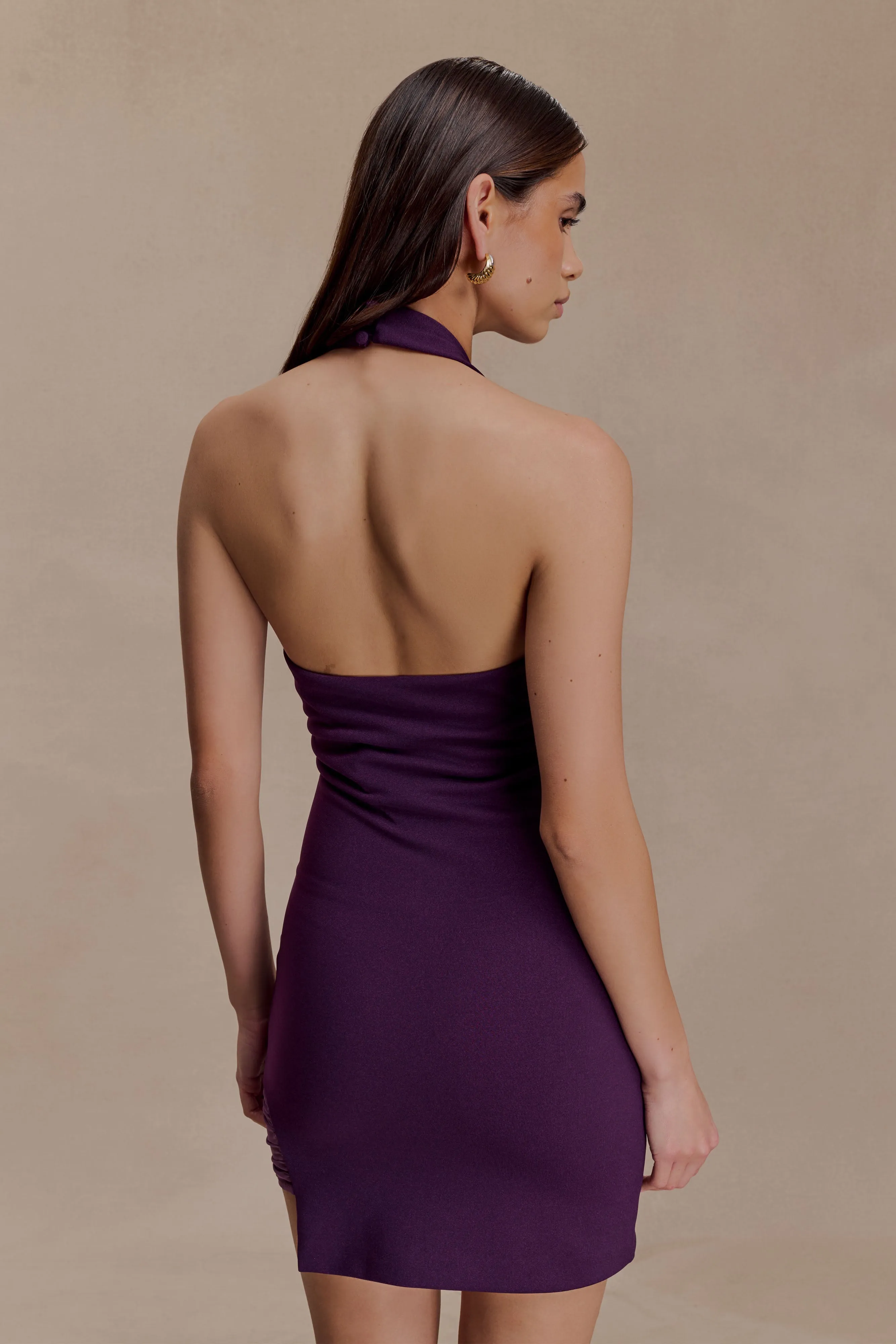 Aubree Crepe And Mesh Mini Dress - Purple sold by Meshki product image thumbnail 2