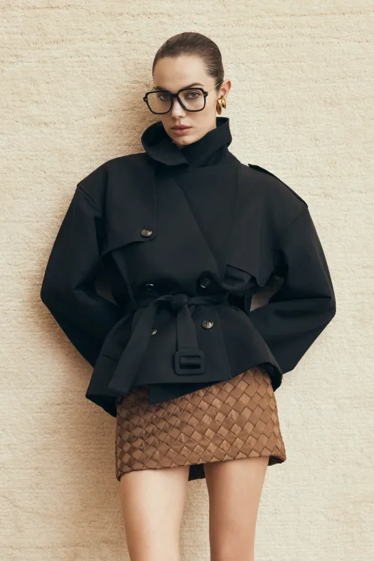 Cordia Satin Mini Skirt - Chocolate made by Meshki