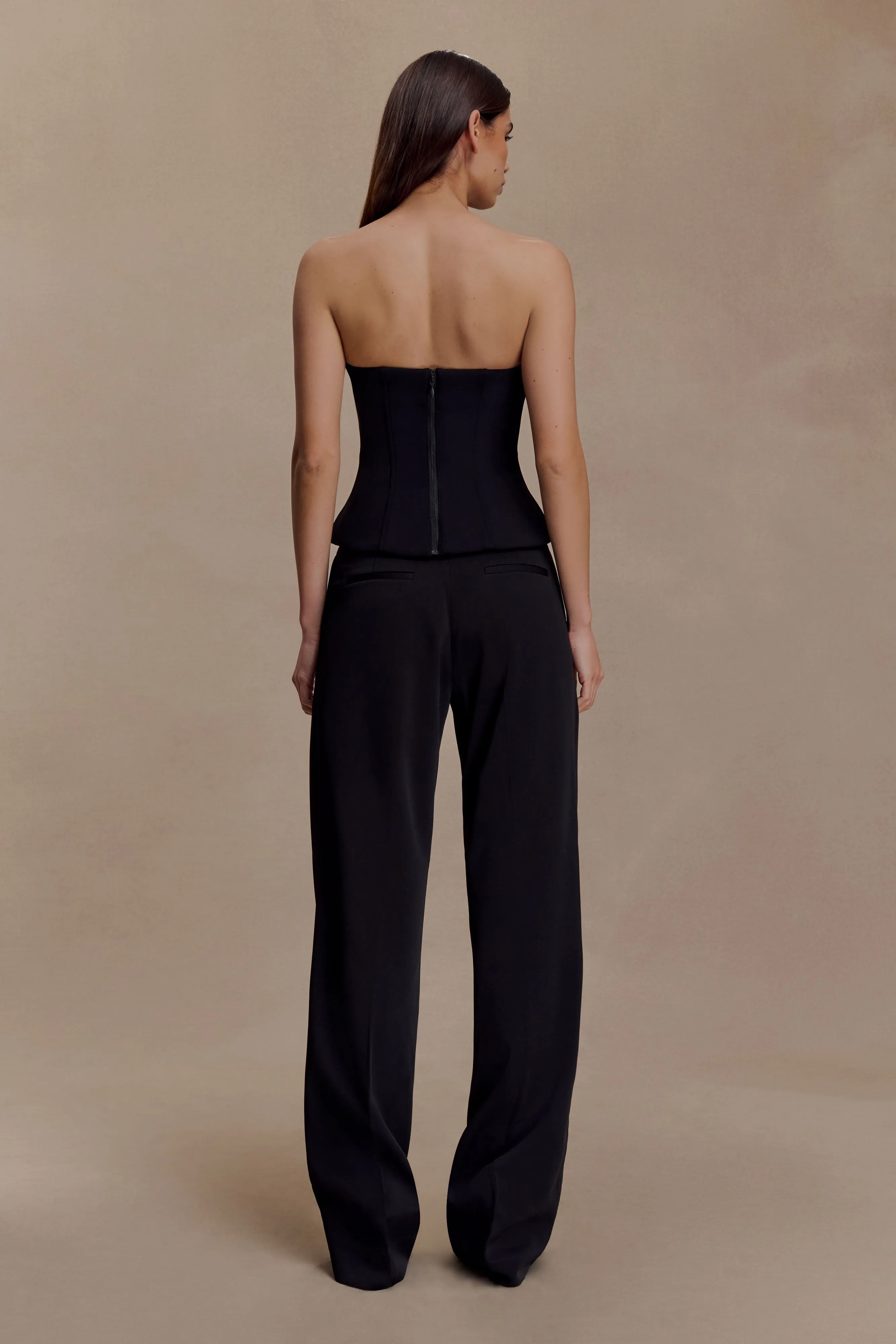 Fatima Satin Straight Leg Pant - Black sold by Meshki product image thumbnail 2