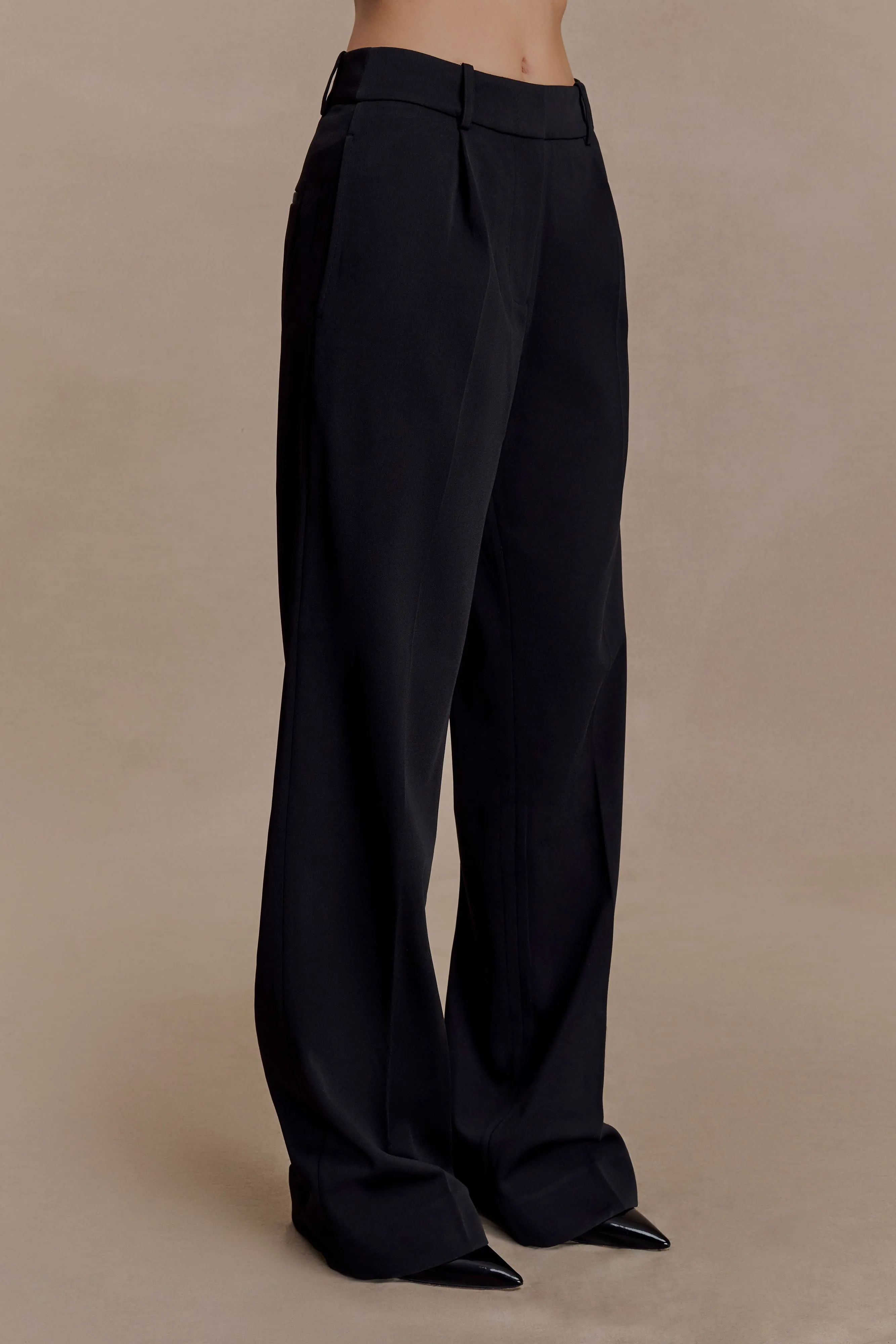 Fatima Satin Straight Leg Pant - Black sold by Meshki product image thumbnail 4