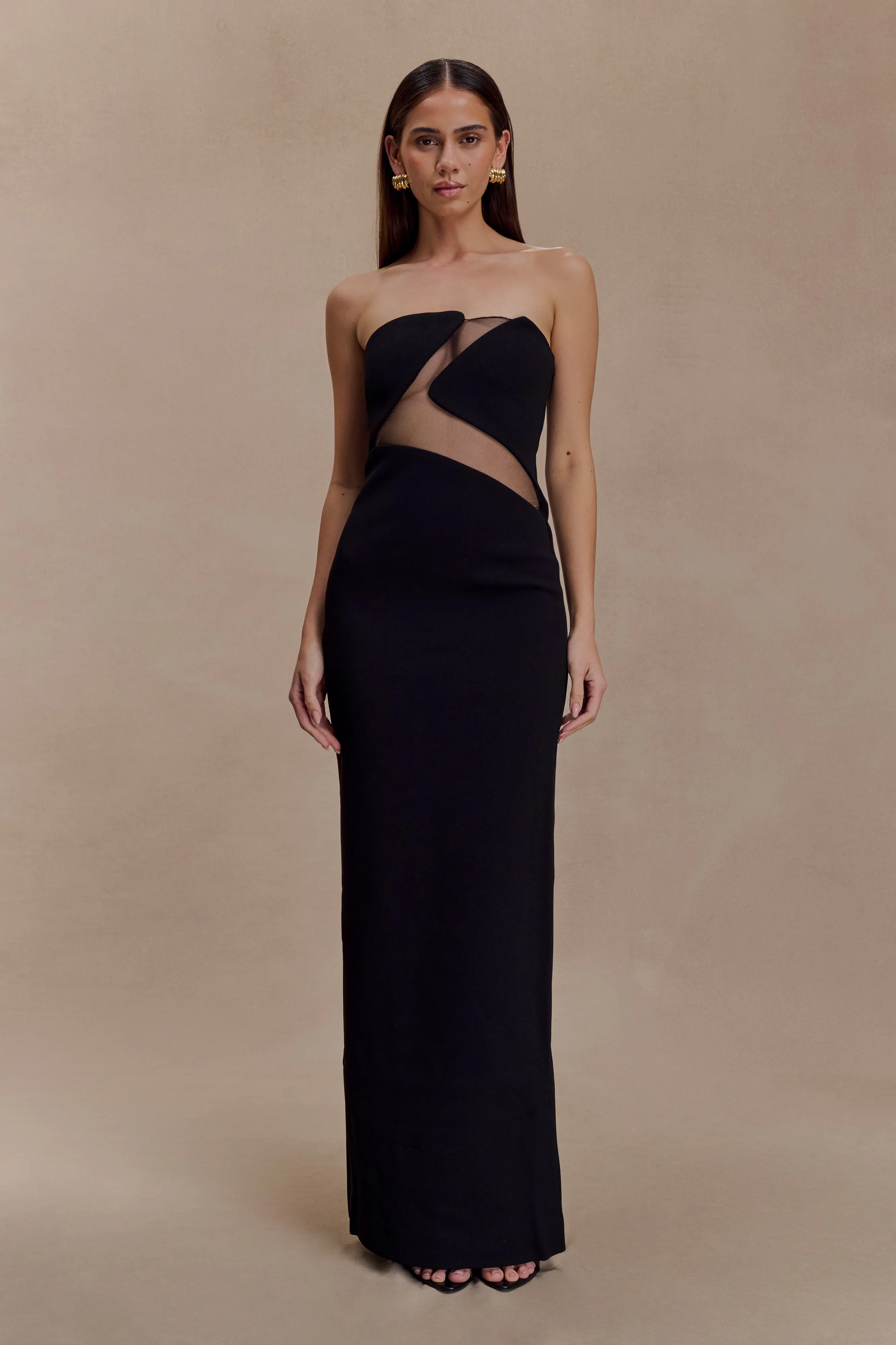 Lianne Strapless Maxi Dress - Black sold by Meshki