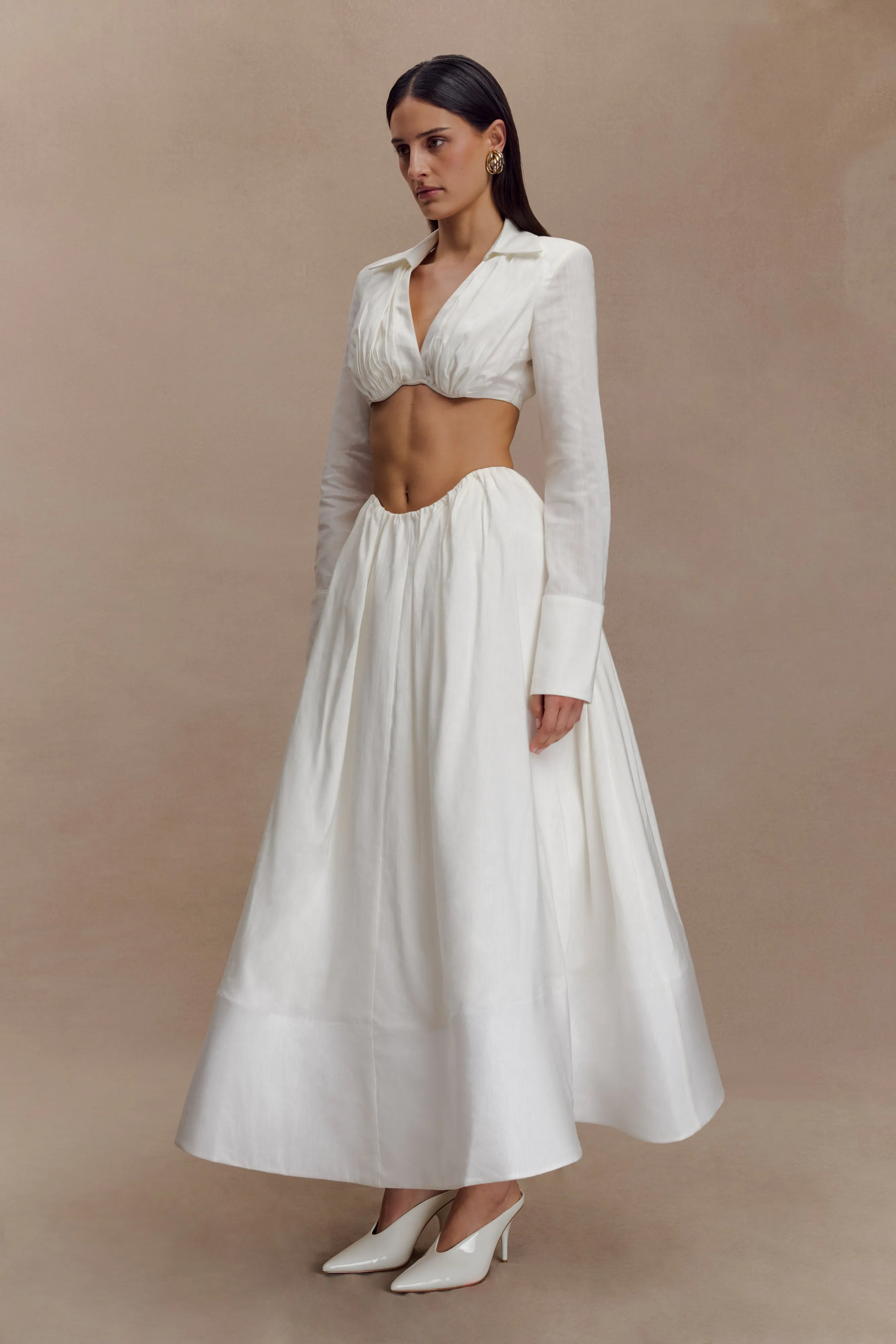 Greta Gathered Maxi Skirt - White sold by Meshki product image thumbnail 5