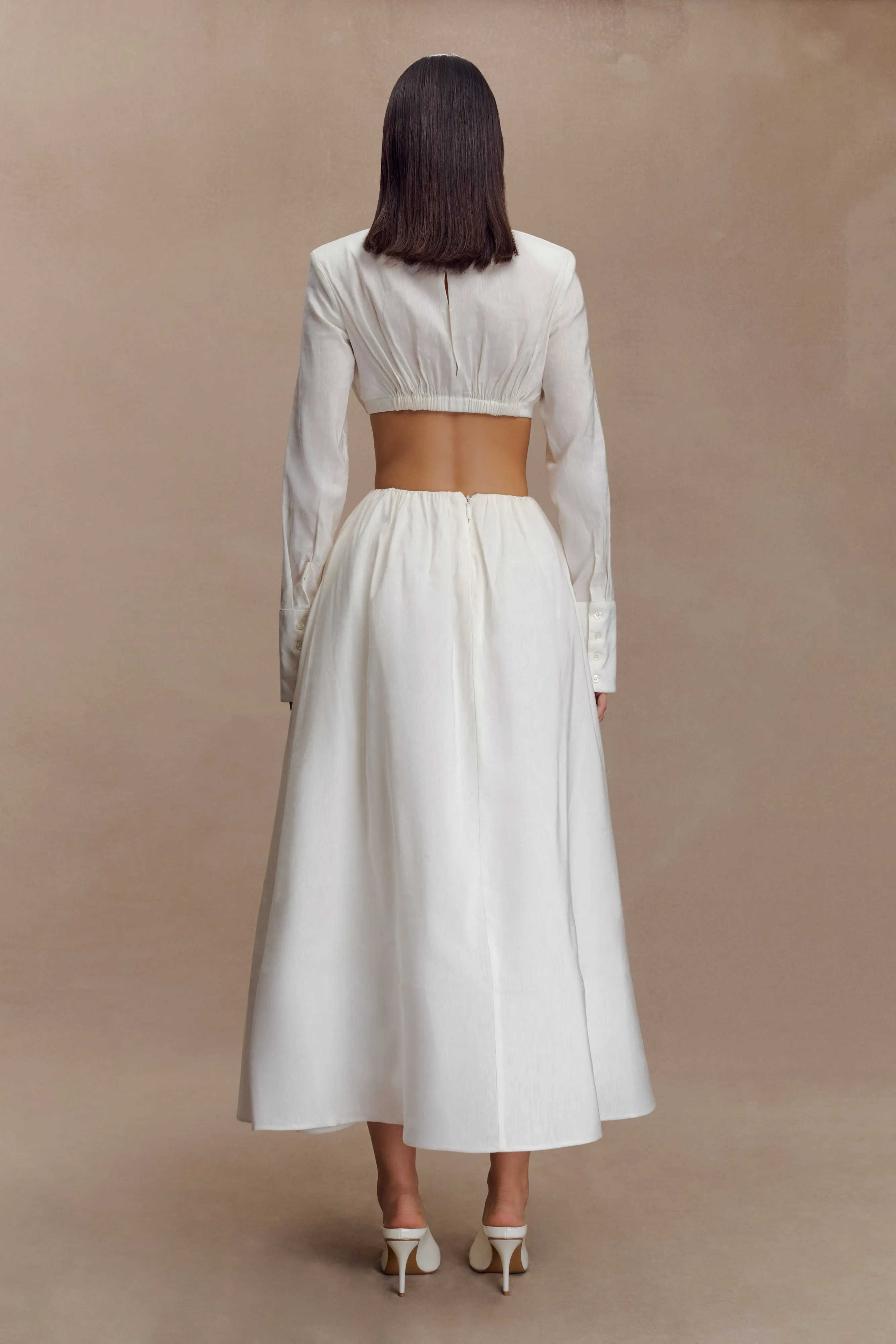 Greta Gathered Maxi Skirt - White sold by Meshki product image thumbnail 4