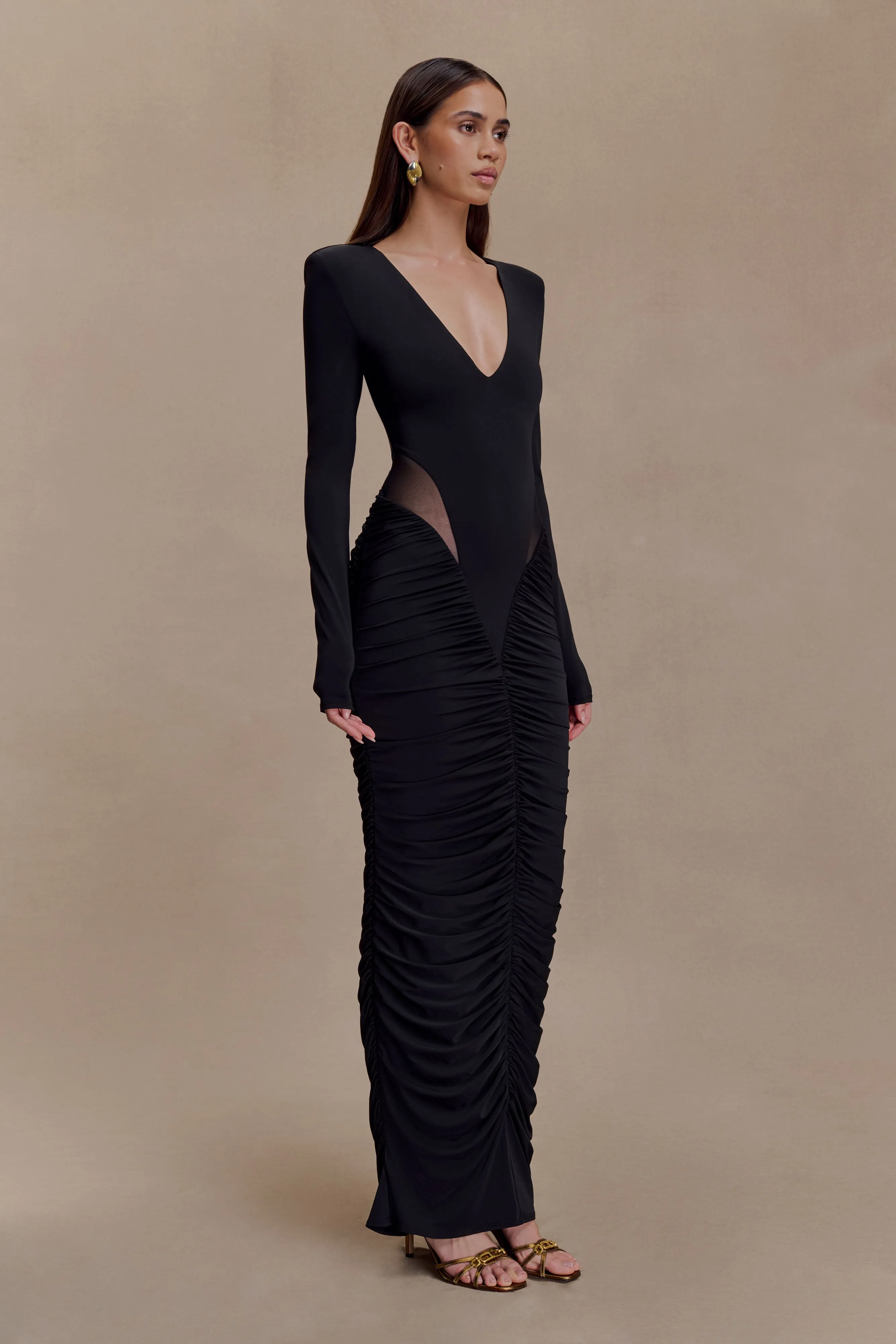 Louanne Slinky Long Sleeve Maxi Dress - Black sold by Meshki product image thumbnail 4